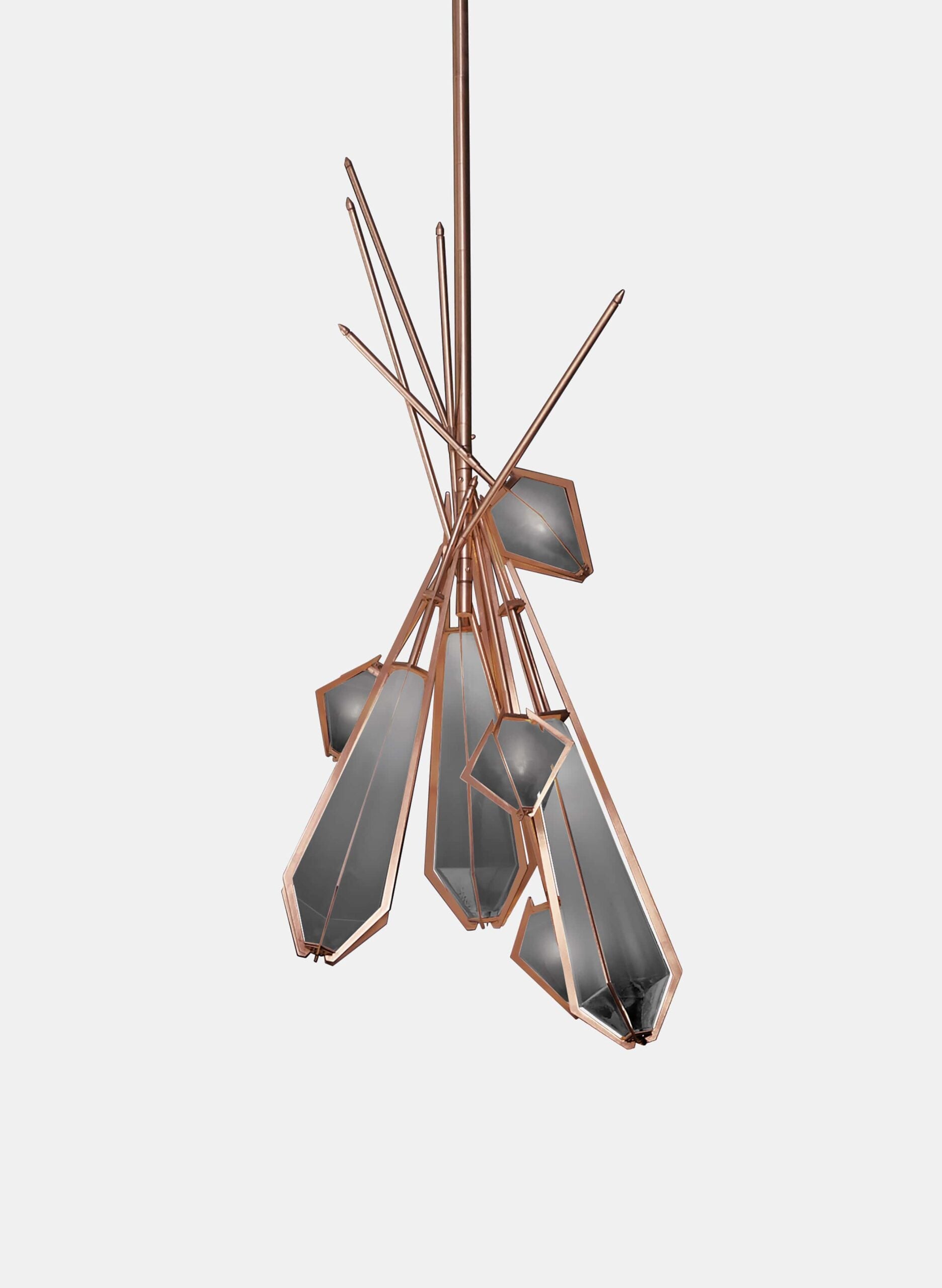 HARLOW DRIED FLOWER CHANDELIER-SMOKED GRAY GLASS-SATIN COPPER FINISH-GABRIEL SCOTT-min