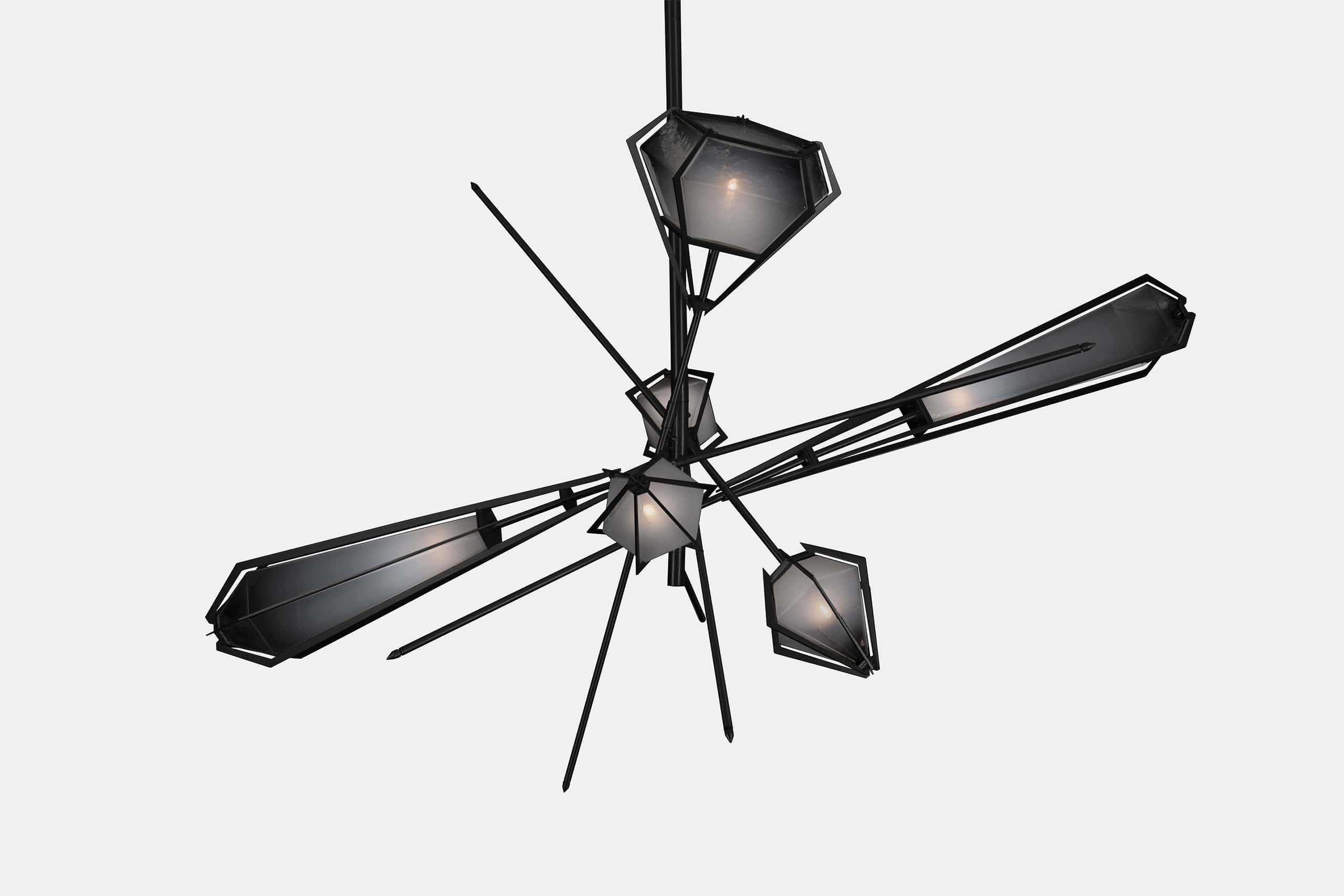 HARLOW LARGE CHANDELIER-SMOKED GRAY GLASS-BLACKENED STEEL FINISH-GABRIEL SCOTT-min