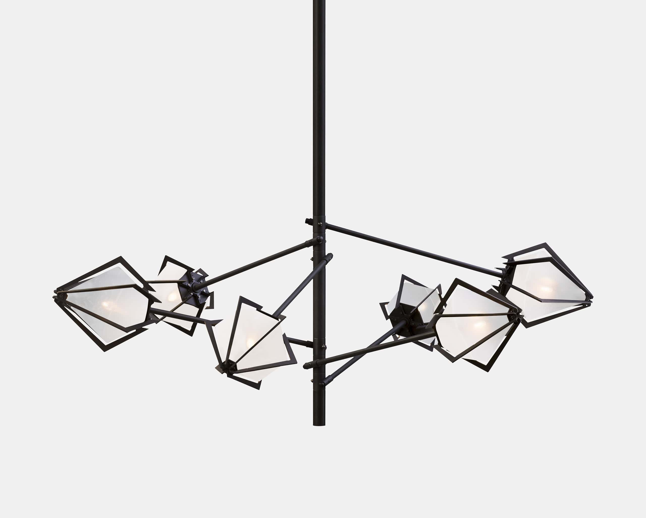 HARLOW SPOKE SMALL CHANDELIER-ALABASTER WHITE GLASS-BLACKENED STEEL-GABRIEL SCOTT-min