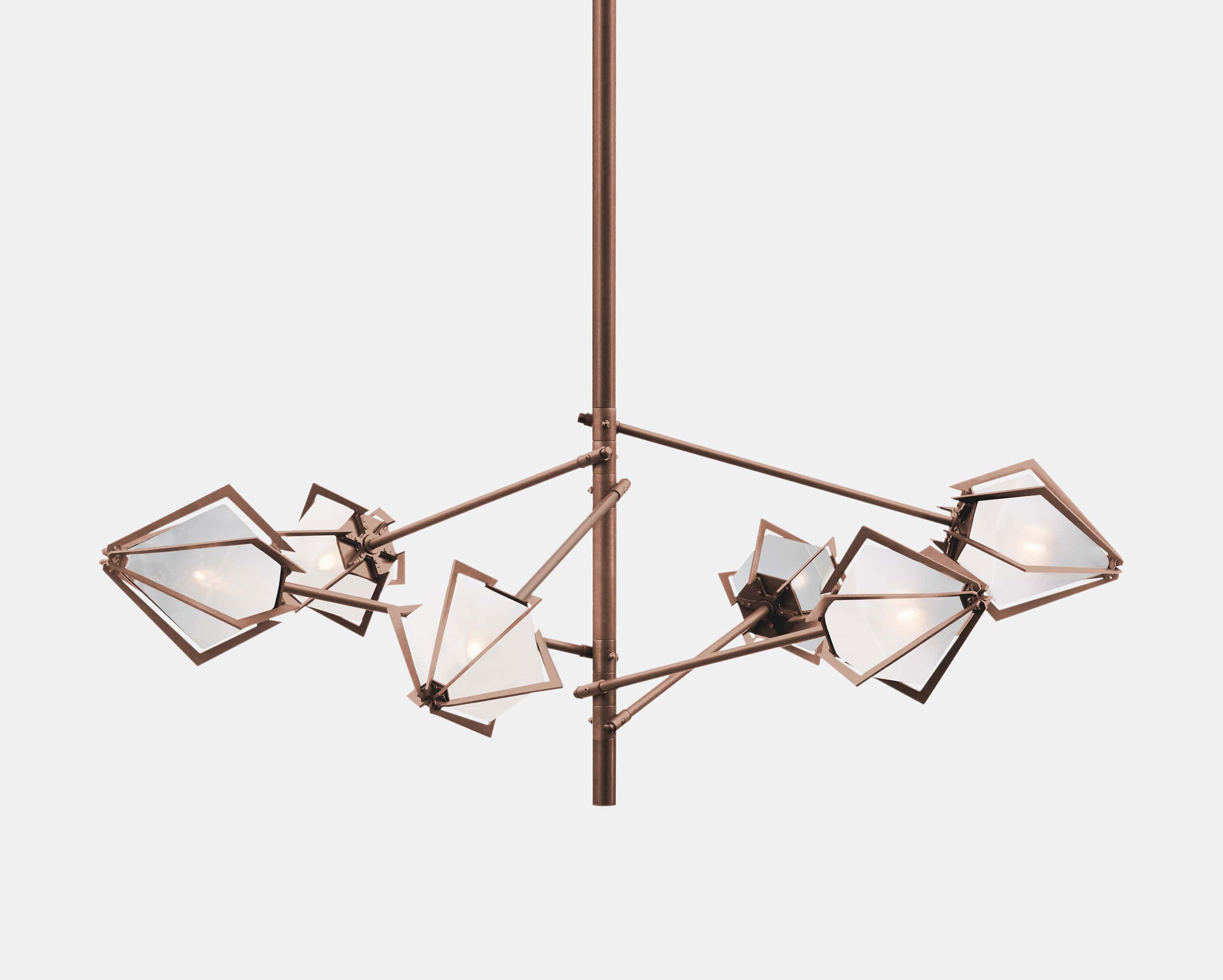 HARLOW SPOKE SMALL CHANDELIER-ALABASTER WHITE GLASS-SATIN COPPER-GABRIEL SCOTT-min