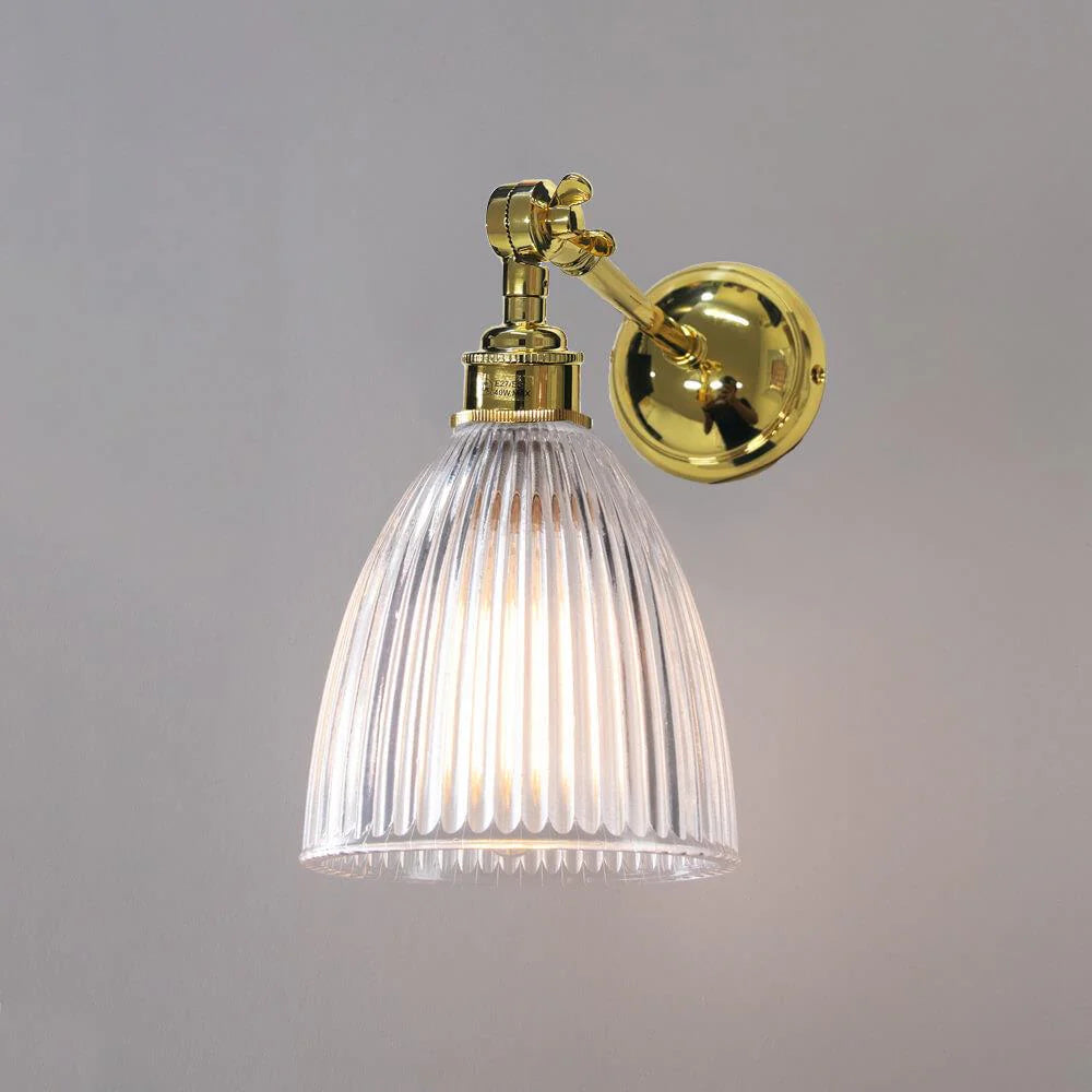 Old School Electric Elongated Prismatic Adjustable Arm Wall Light - Polished Brass - Unswitched