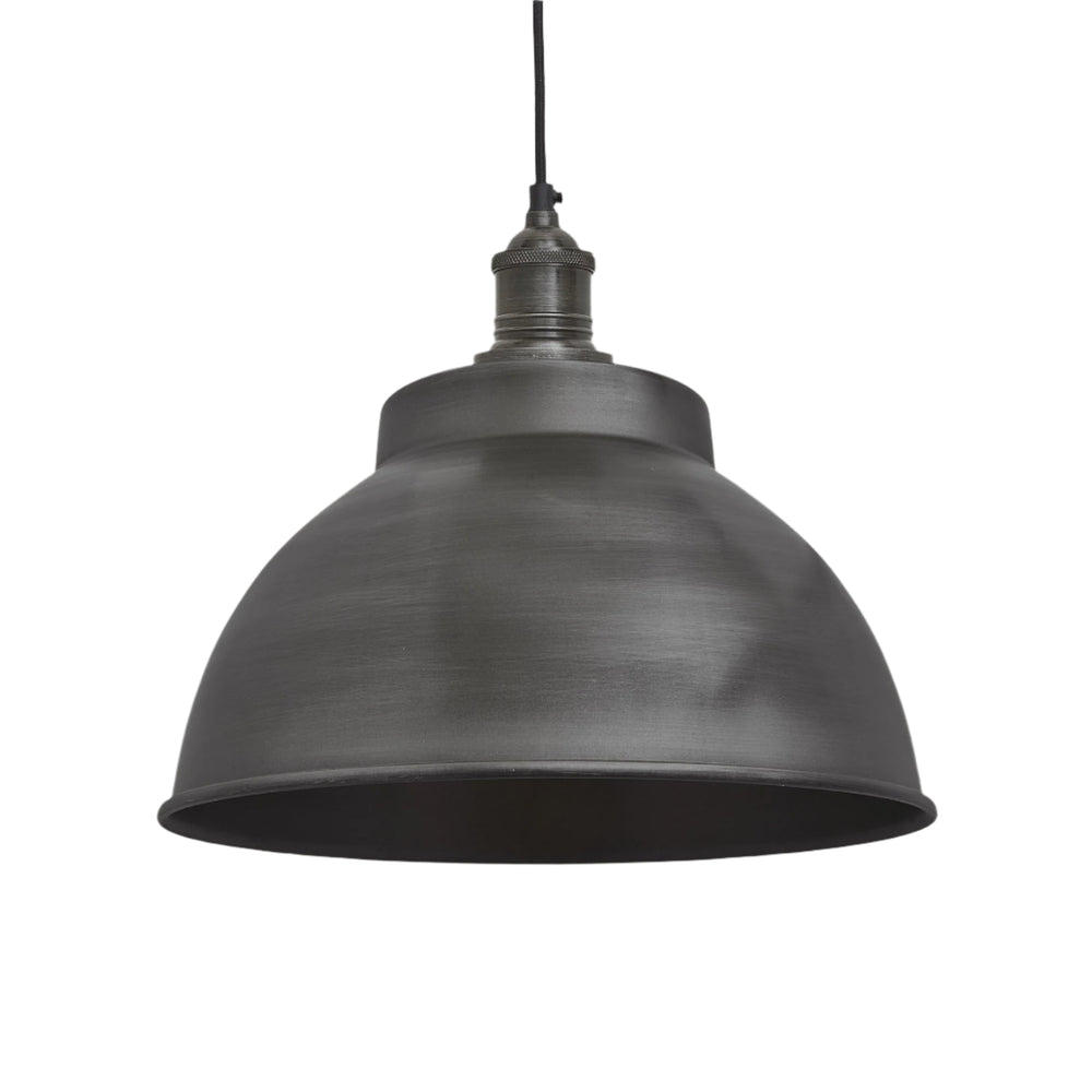 Industville - Brooklyn Dome Pendant Light - 13 Inch - Pewter Shade - Pewter Pendant Holder