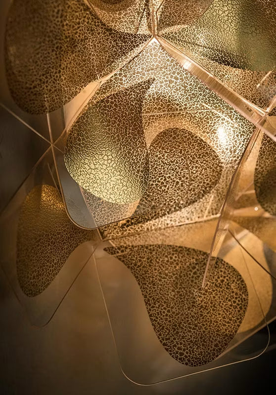 Slamp - Clizia Suspension Lamp - Small - Gold - Red Wire