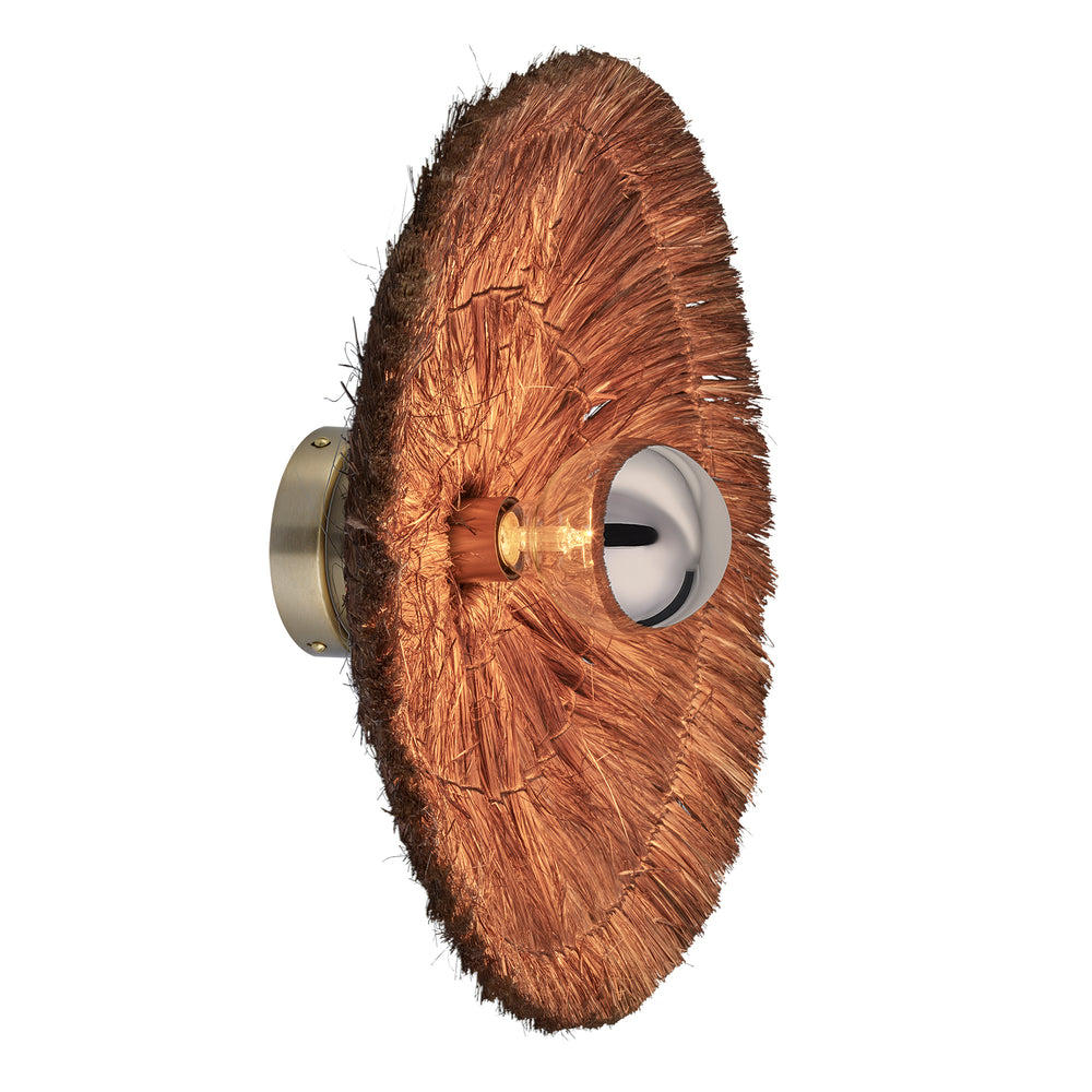 Industville - Moonj Natural Grass Round Wall Light - 18 Inch - Brown