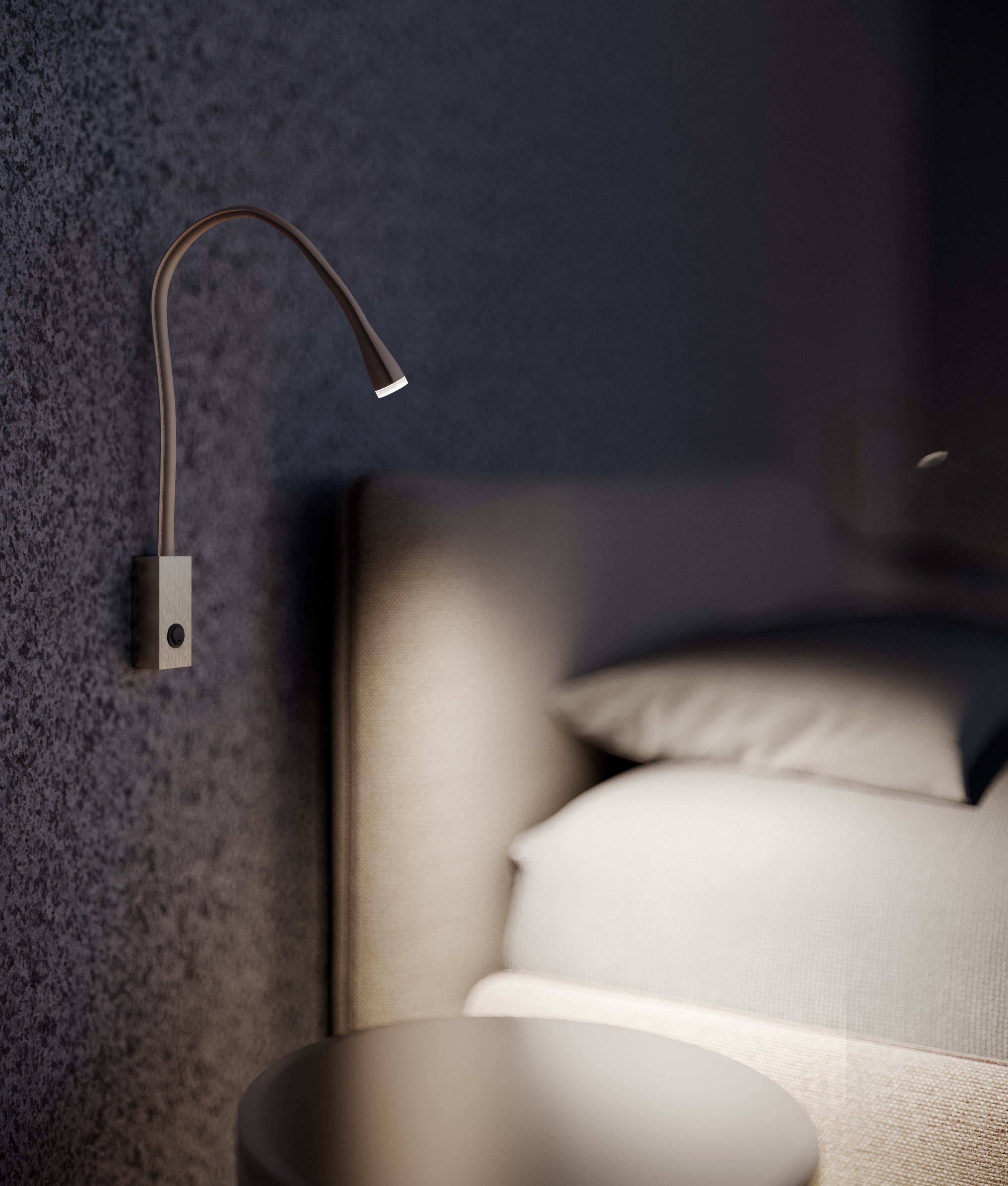 Contardi Lighting Flexiled wall Lamp - l.600 - Satin Bronze - Black Leather - With Switch