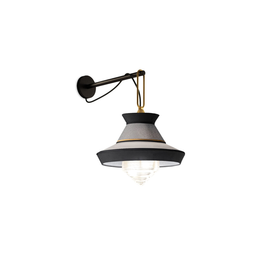 Contardi Lighting Calypso AP Wall Lamp - Guadaloupe - Satin Brass Ring Finish - Black