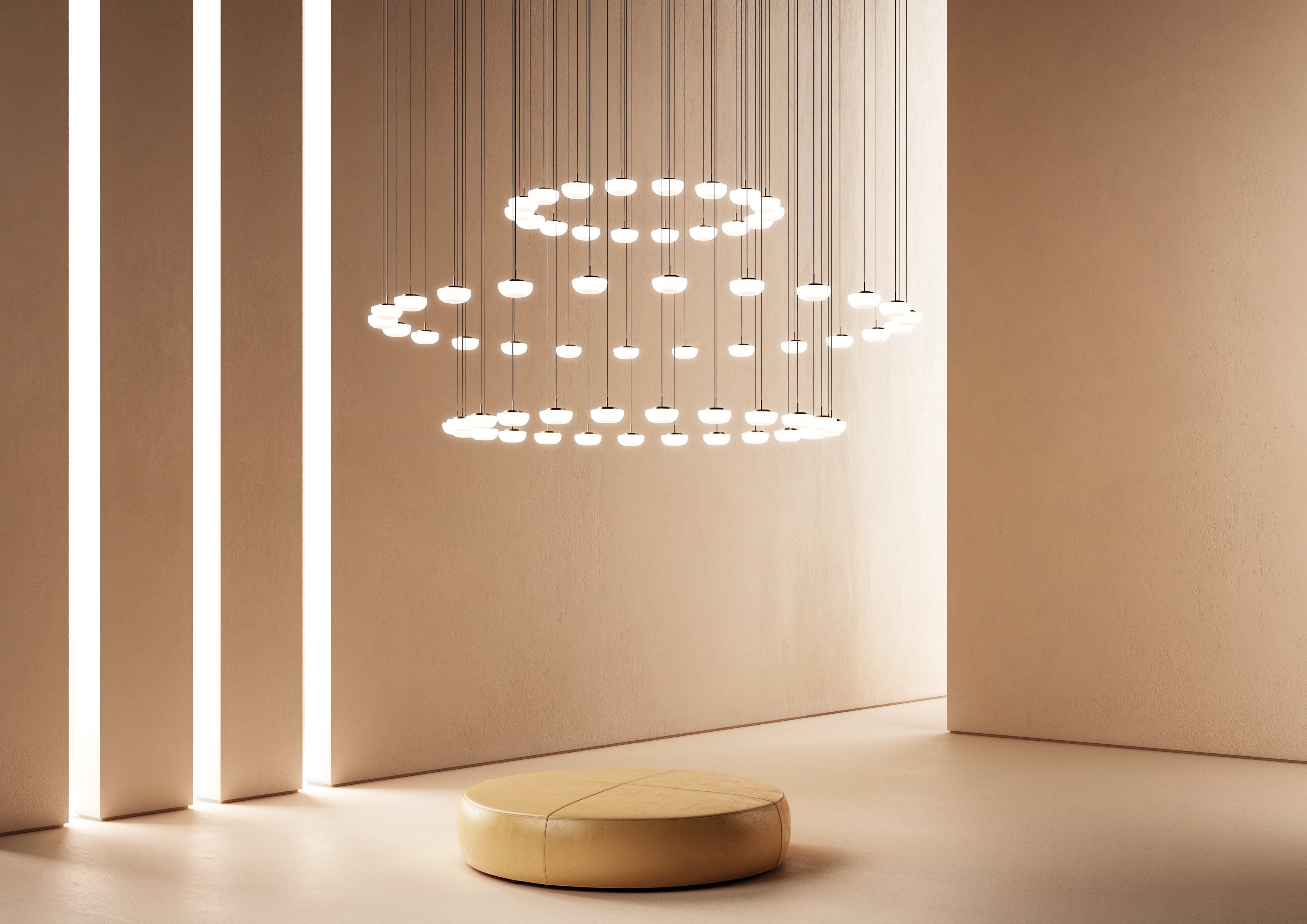 Contardi Lighting Kiki Suspension Light - L 5000 mm - Anthracite - Satin Opal Glass