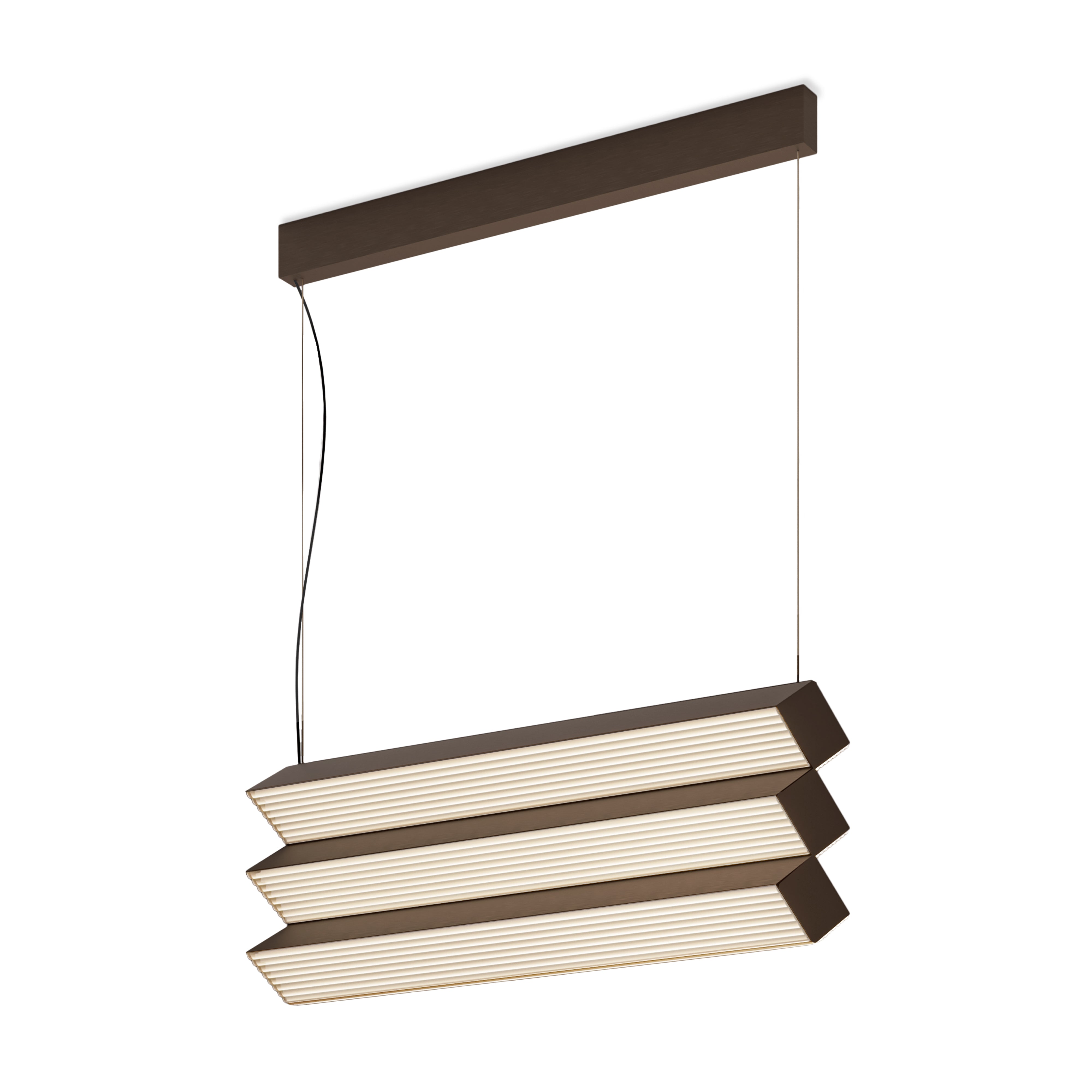 Contardi Lighting Stick Trio Suspension Lamp - Brushed Bronze Nickel - Ribbed Plexiglass