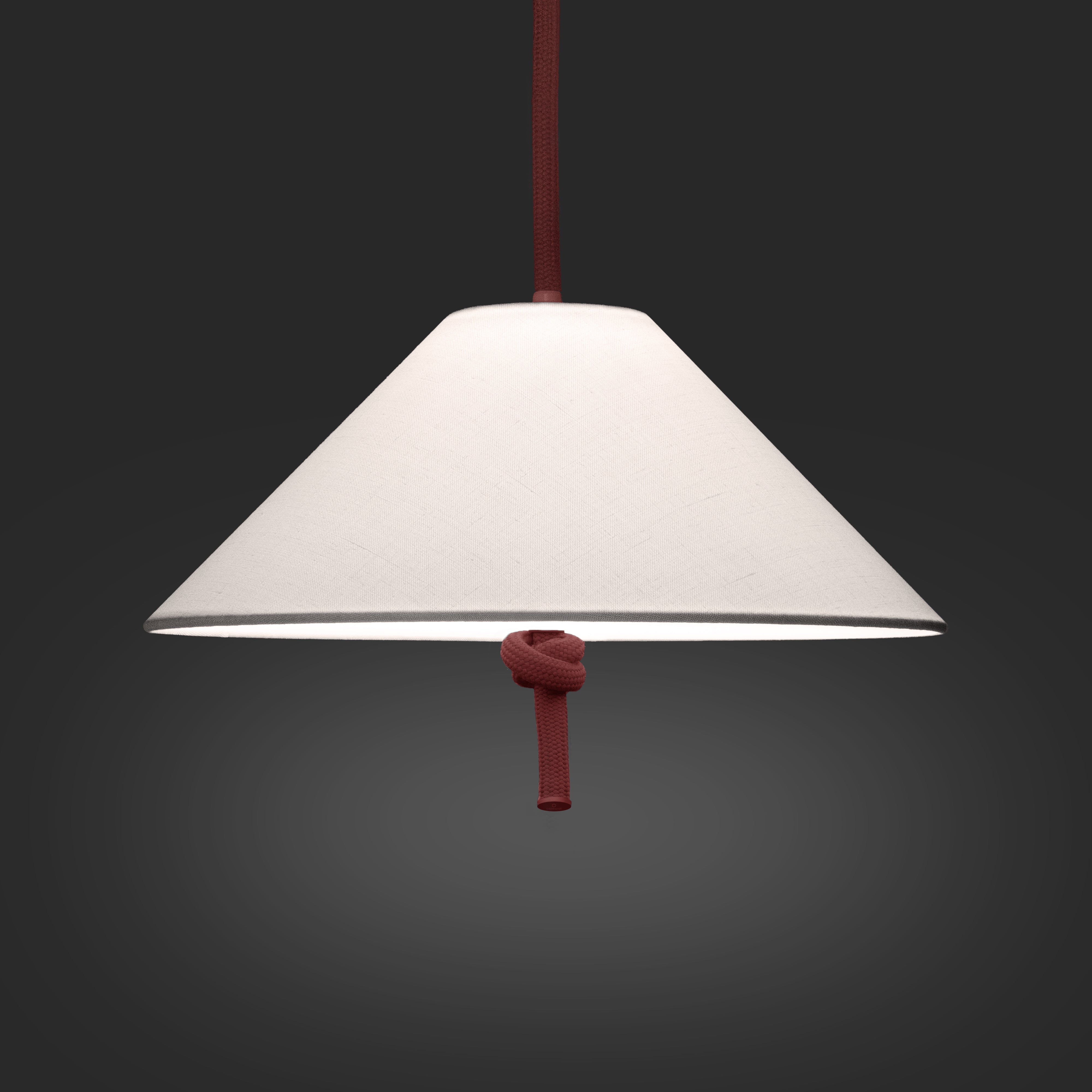 Contardi Hat Suspension Lamp Large - White Linen Shade - Japanese Red Cable