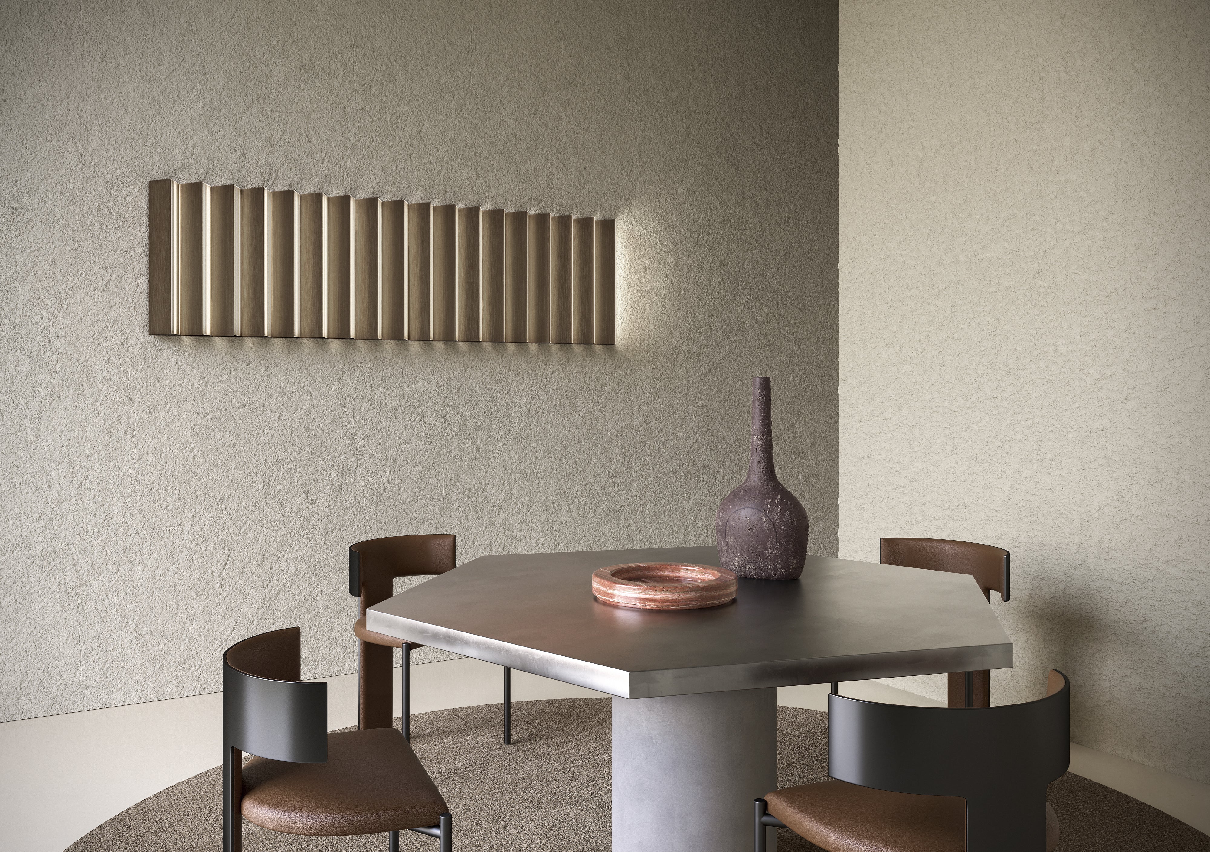 Contardi Lighting Stick Trio Wall Lamp - Satin Golden Nickel - Ribbed Plexiglass