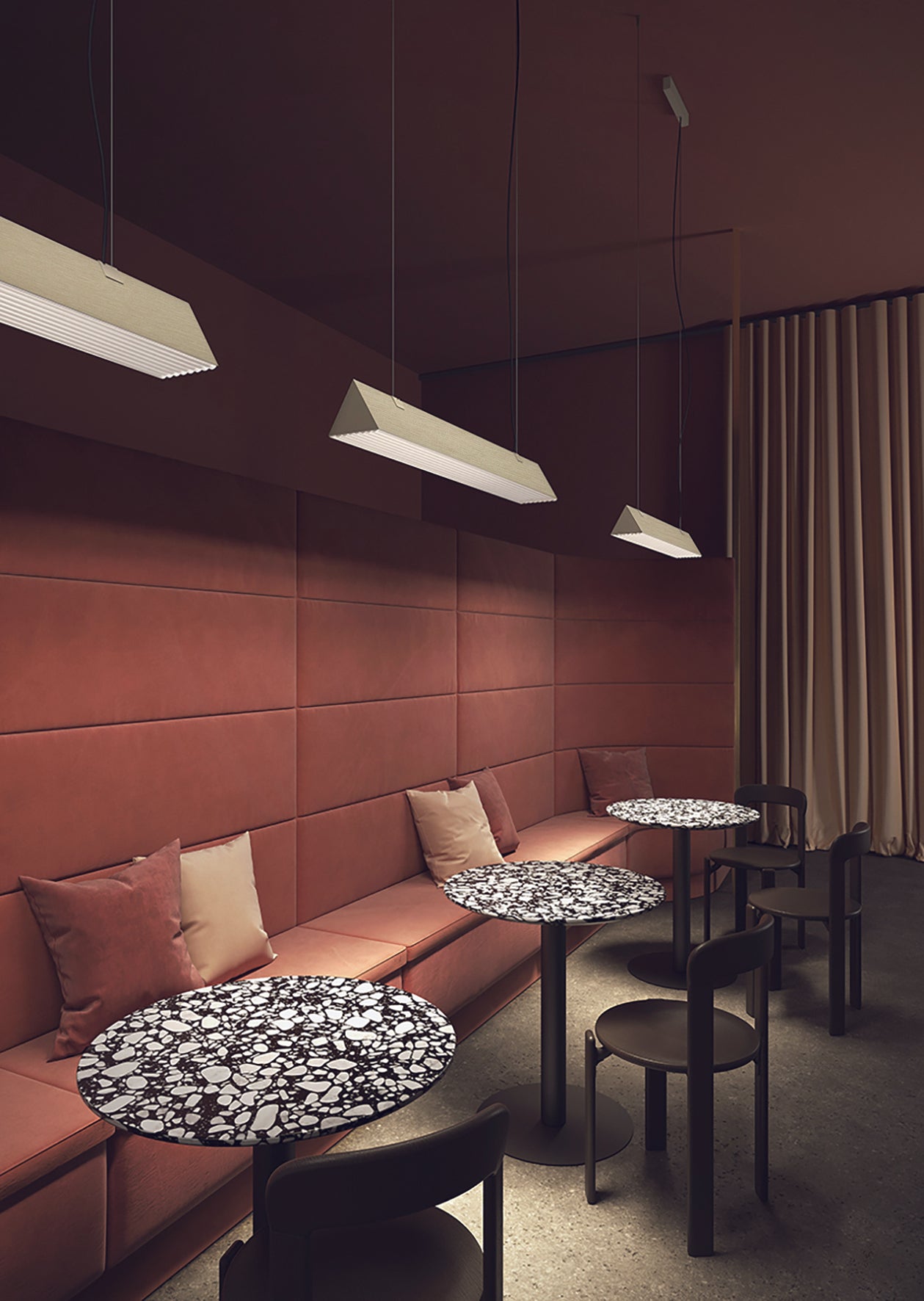 Contardi Lighting Stick Suspension Lamp - Large l.1500 - Brushed Bronze-Nickel - Ribbed Plexiglass