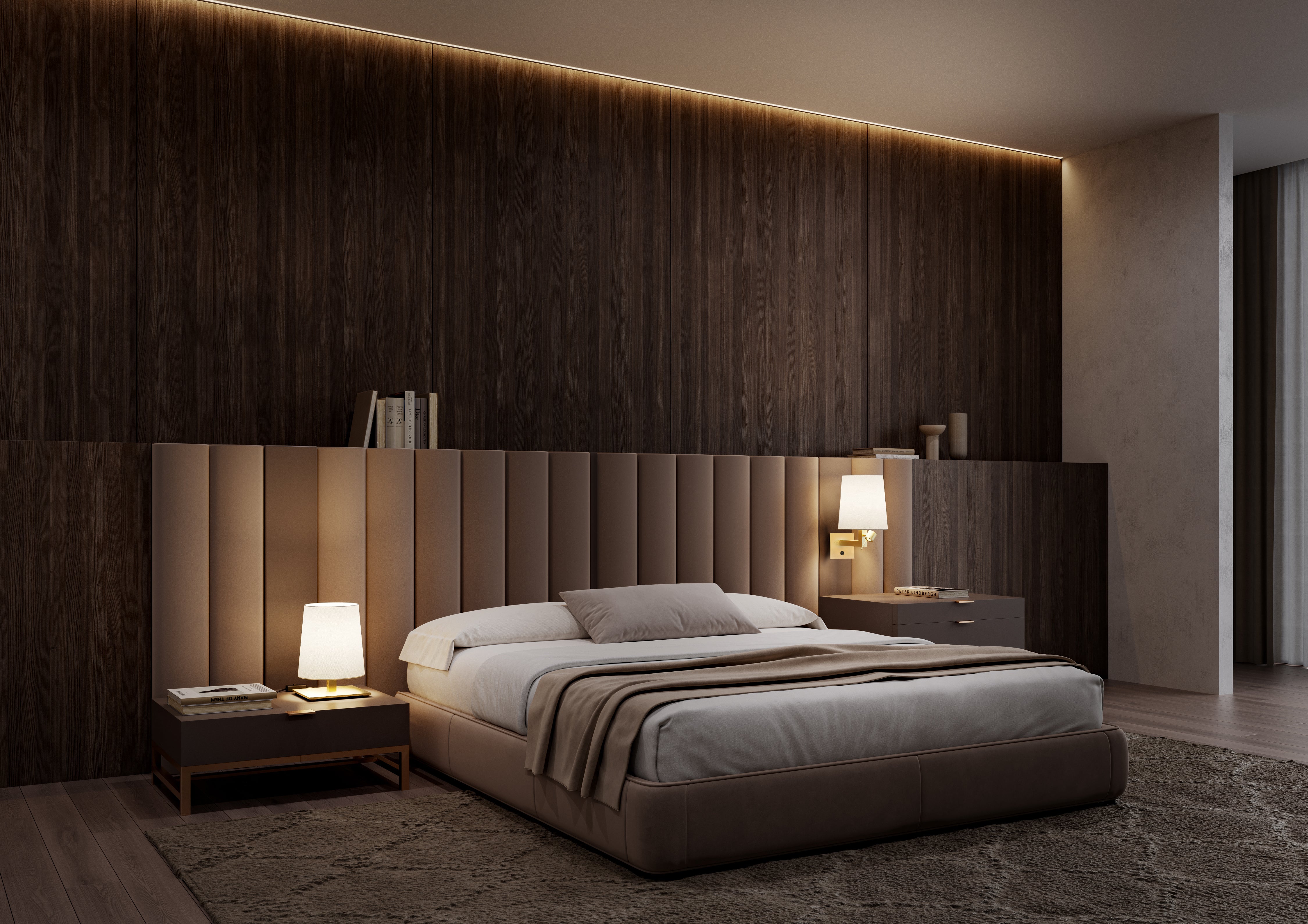 Contardi Lighting Tonda Led Wall Lamp - Matt Black Silk Lacquered - White Cotton 800