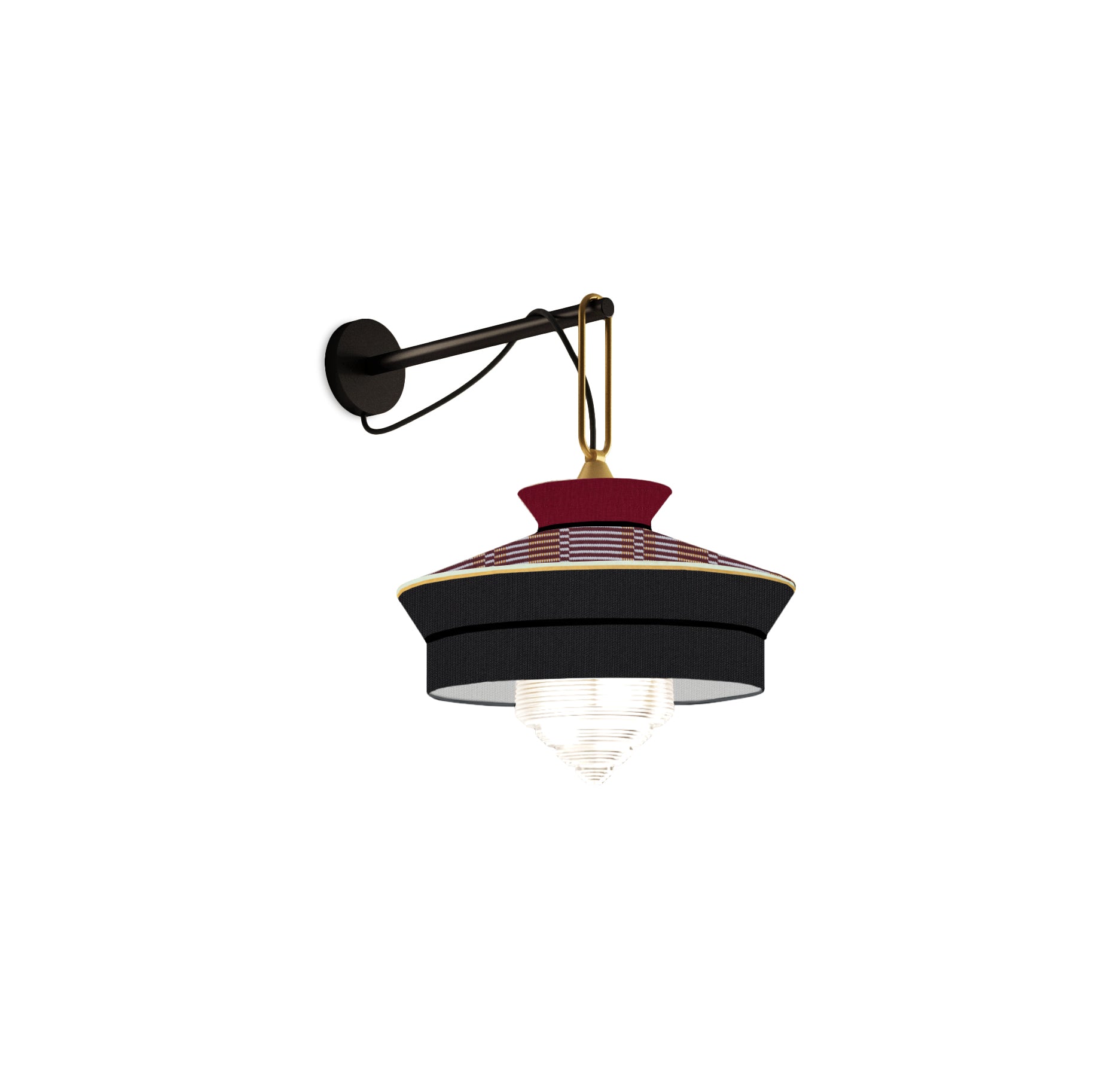 Contardi Lighting Calypso AP Wall Lamp - Martinique - Satin Brass Ring Finish - Black