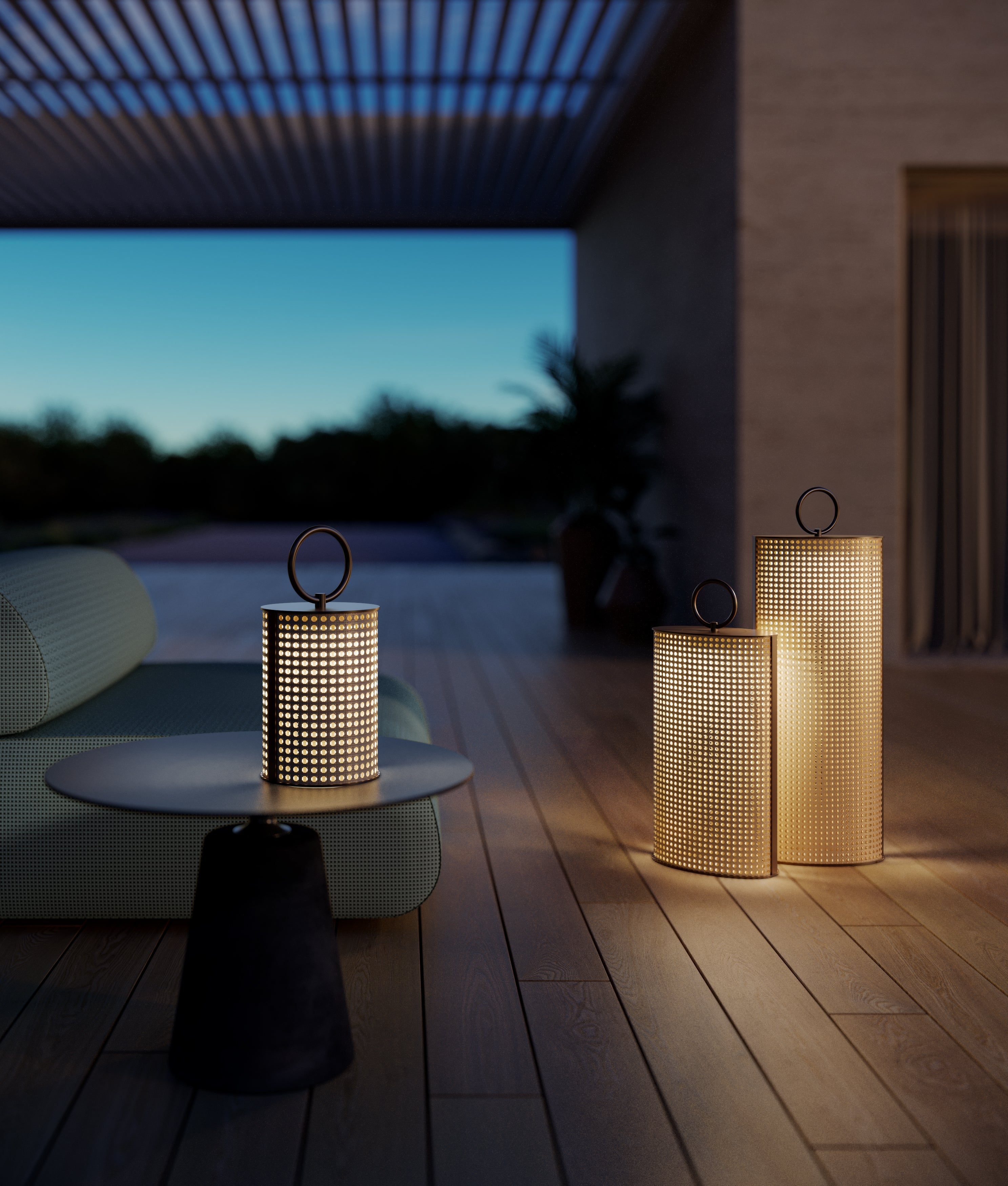 Contardi Lighting Clara Outdoor IP65 Battery Floor Lamp - Large - Bronze Lacquered