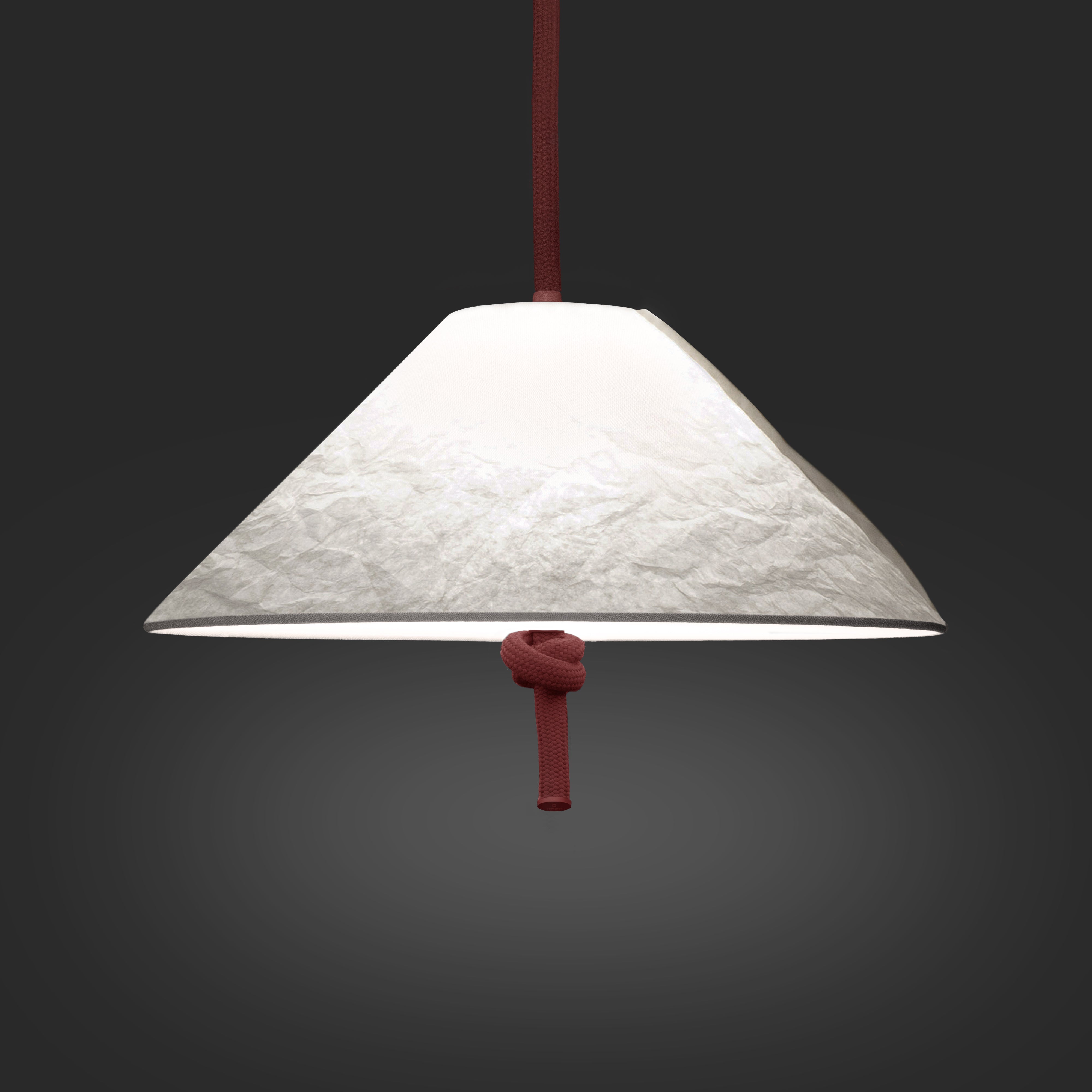Contardi Hat Suspension Lamp Large - Tyvek Shade - Japanese Red Cable