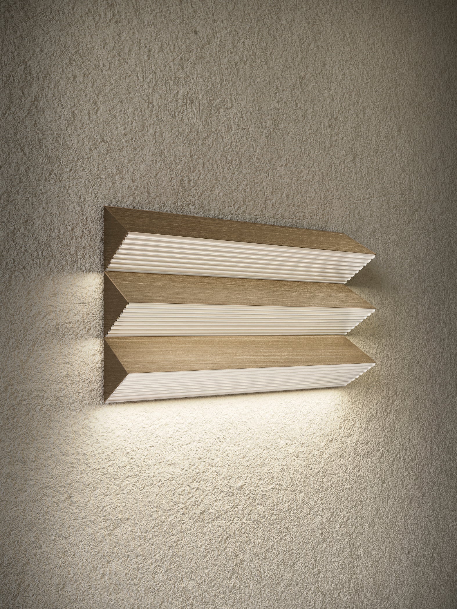 Contardi Lighting Stick Trio Wall Lamp - Satin Golden Nickel - Ribbed Plexiglass