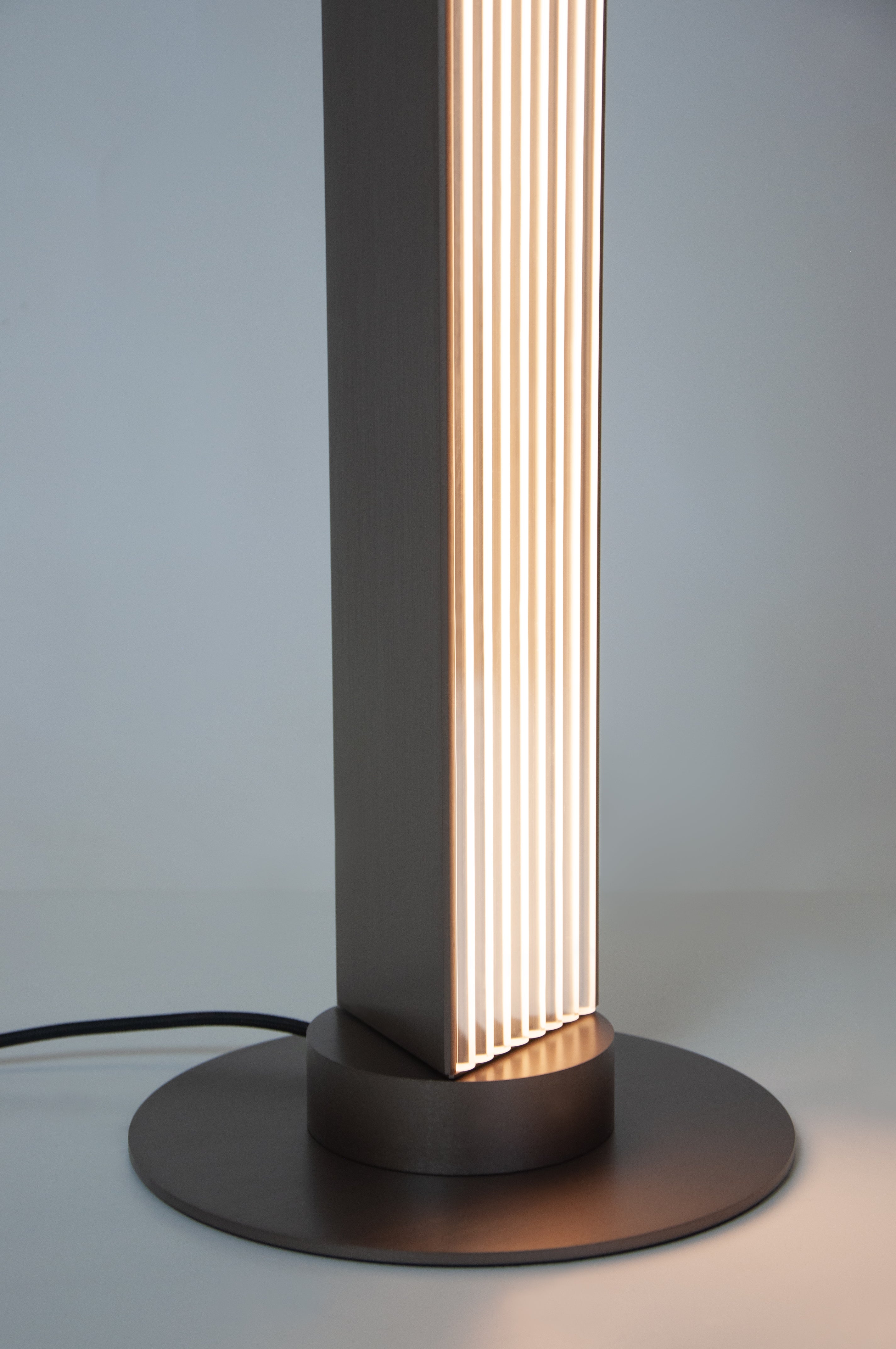Contardi Lighting Stick Floor Lamp - Brushed Bronze Nickel - Ribbed Plexiglass