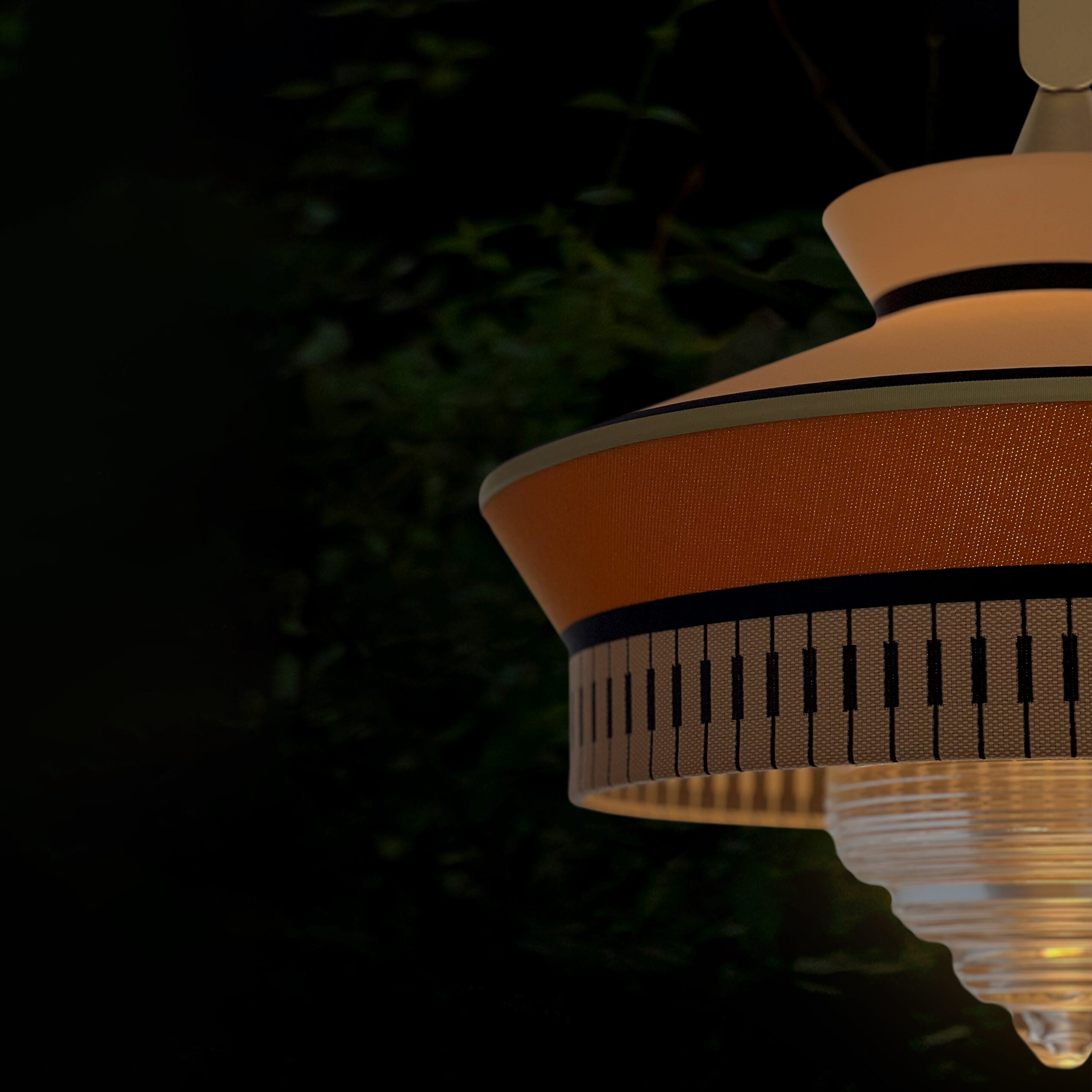Contardi Calypso Suspension Lamp - Matt Gold Lacquered Frame Green Waterproof Braided Rope - Guadaloupe Black Shade