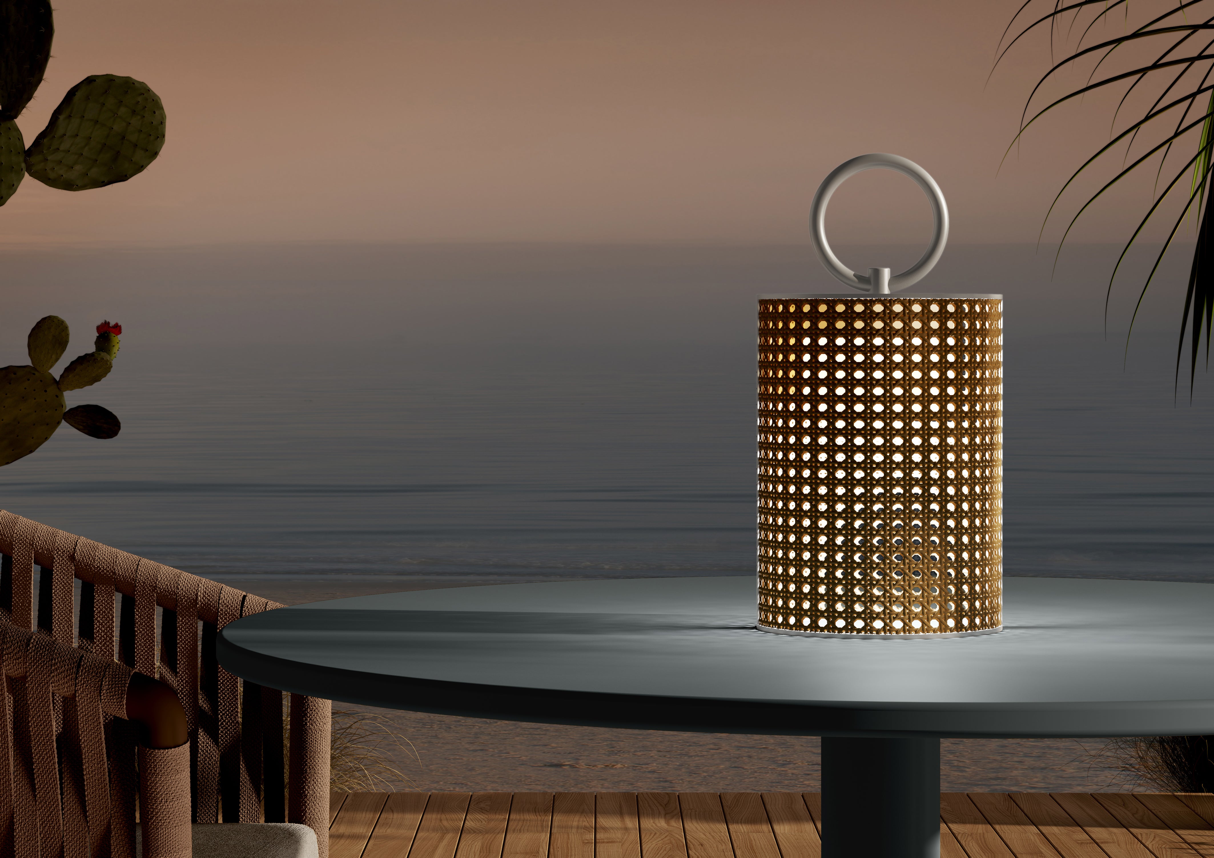 Contardi Lighting Clara Outdoor IP65 Battery Table Lamp - Small - Matt White Lacquered
