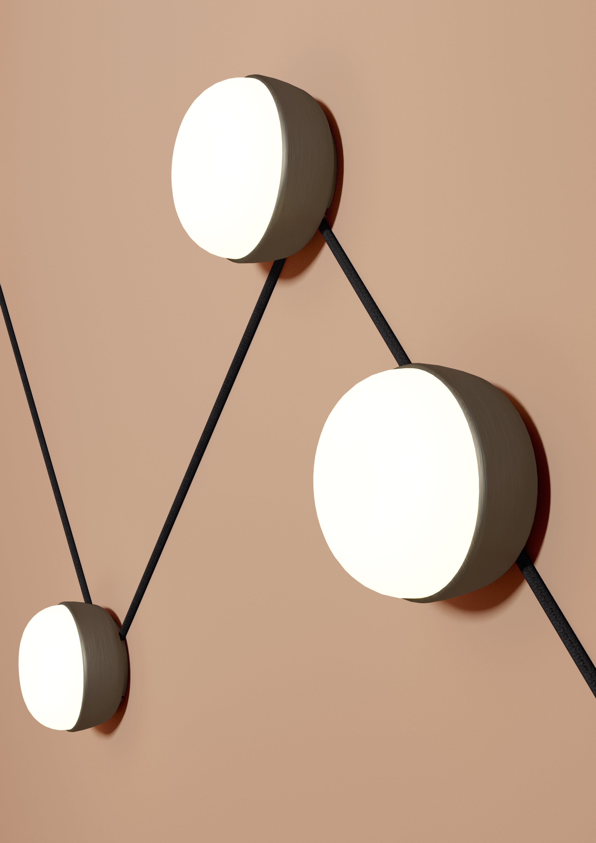 Contardi Lighting Kiki Connect Wall Lamp - KIT 2 - Black colour fabric cable 3000 mm (2 matt black tensioners included)