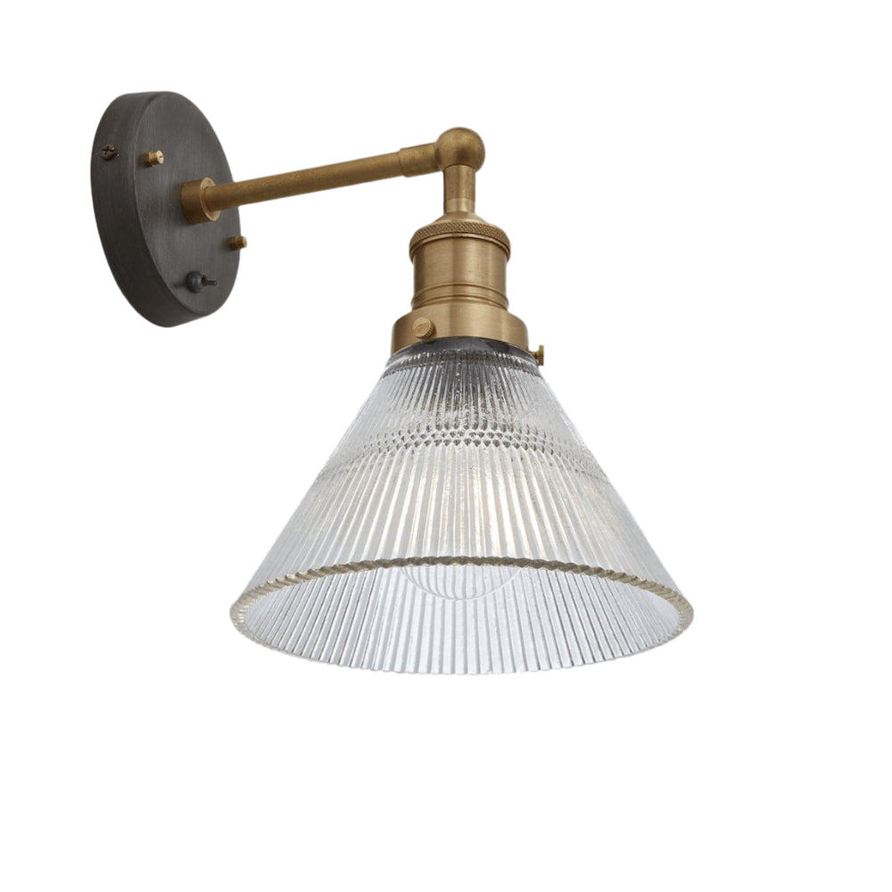 Industville - Brooklyn Glass Funnel Wall Light - 7 Inch - Glass Shade - Brass Wall Holder