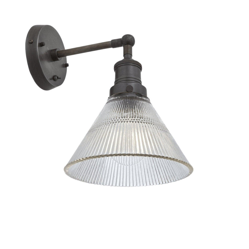 Industville - Brooklyn Glass Funnel Wall Light - 7 Inch - Glass Shade - Pewter Wall Holder