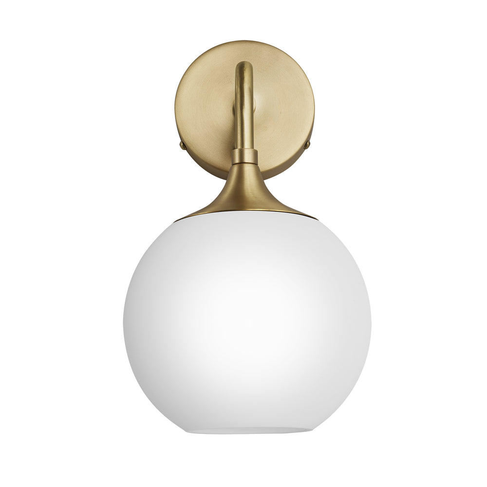 Industville - Chelsea Wall Light - White - Opal Glass Globe - 7 Inch - Brass Wall Holder