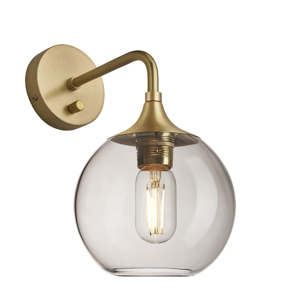 Industville - Chelsea Glass Globe Wall Light - Mocha Glass Globe - 7 Inch - Brass Wall Holder