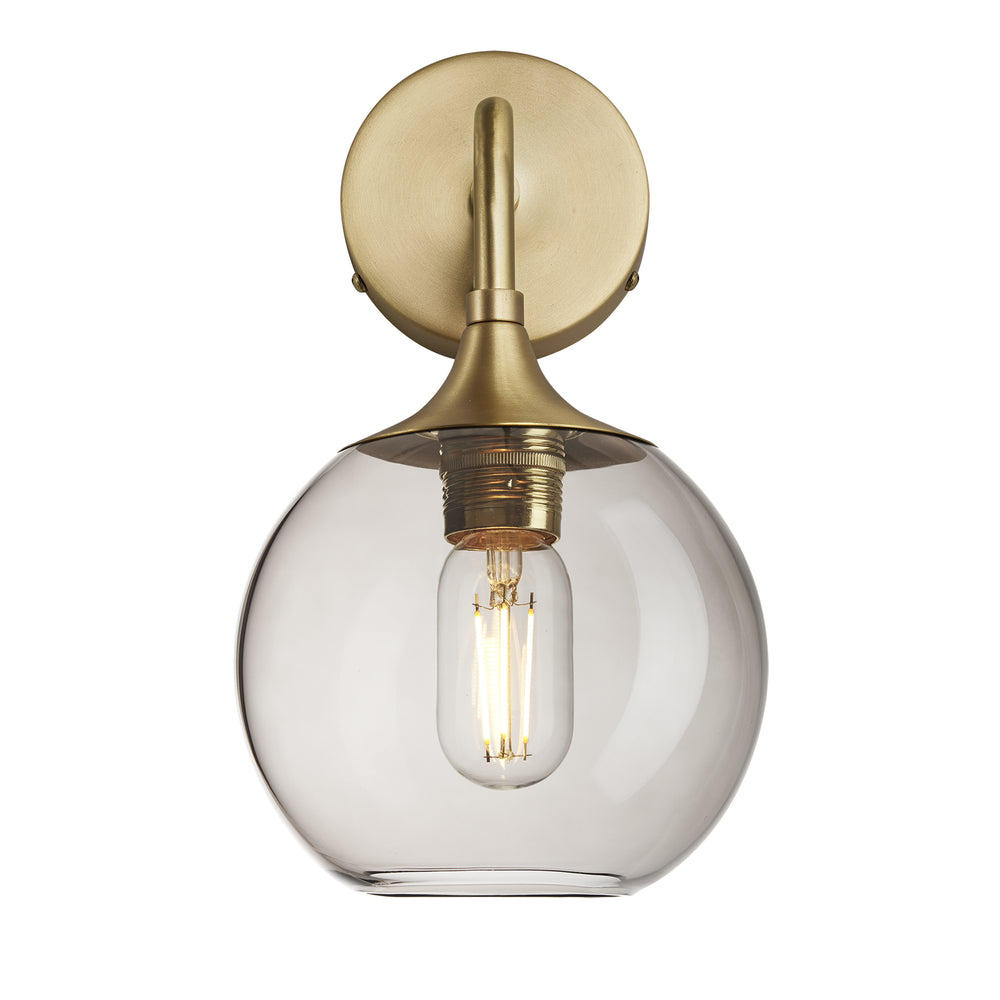 Industville - Chelsea Glass Globe Wall Light - Mocha Glass Globe - 7 Inch - Brass Wall Holder
