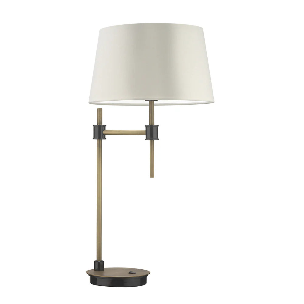 Northern Light - Alba Table Lamp - Light Antique Carbonne Finish - Sloped Empire Saxon Oyster Linen Shade