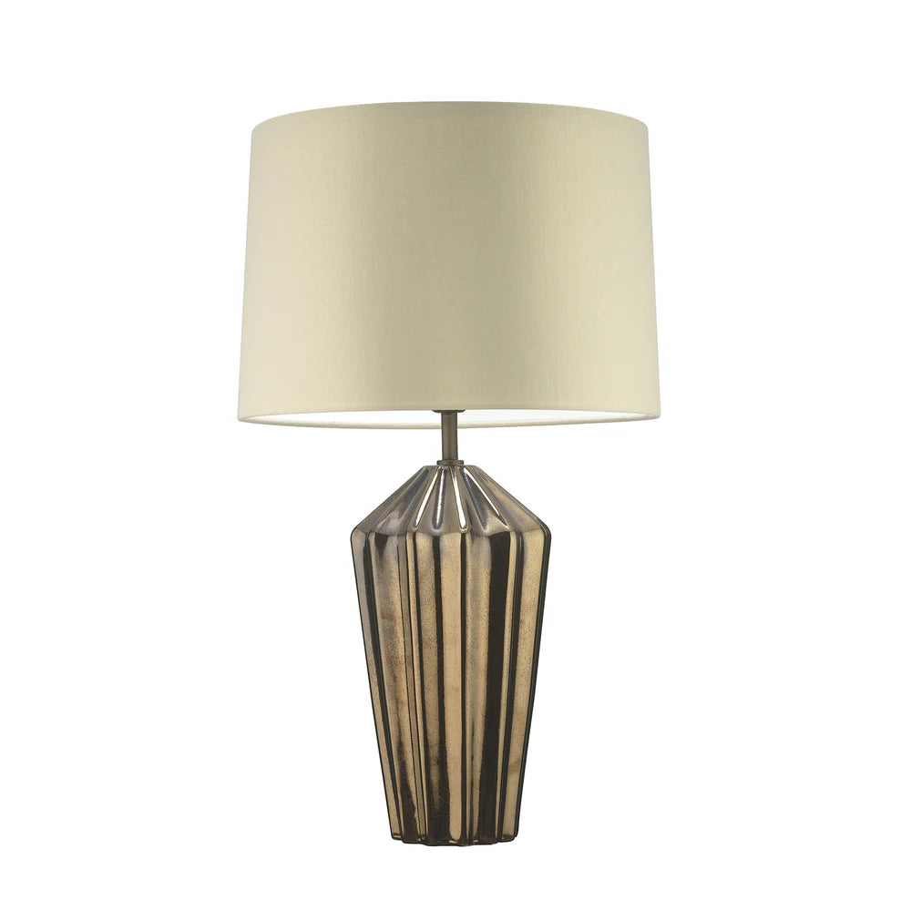 Northern Light - Avila Table Lamp - Bronze Reactive Glaze Rich Bronze Finish - 16" Soho Drum Saxon Oyster Linen Shade