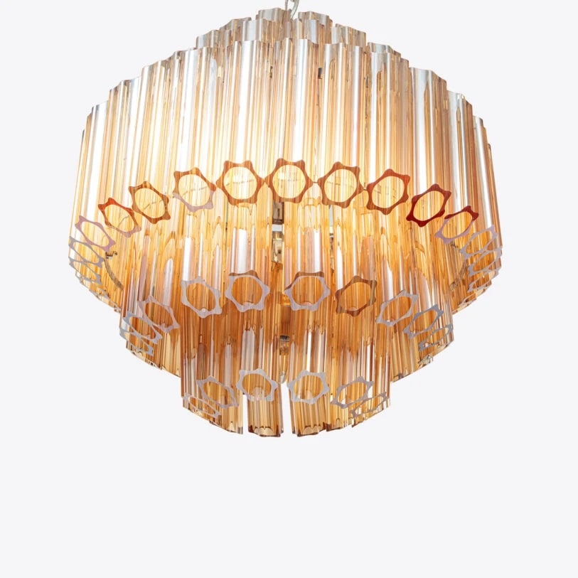 Pure White Lines Amber Palermo Chandelier