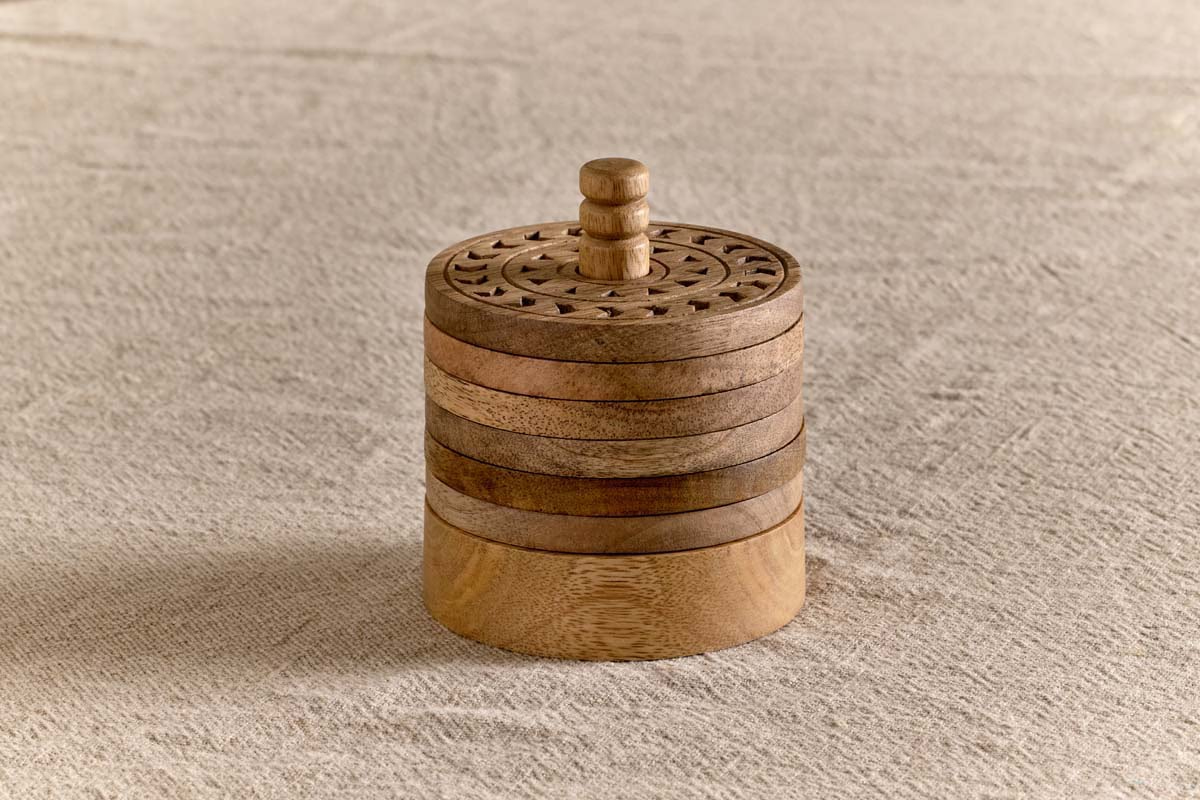 Nkuku - Anali Mango Wood Coasters - Natural