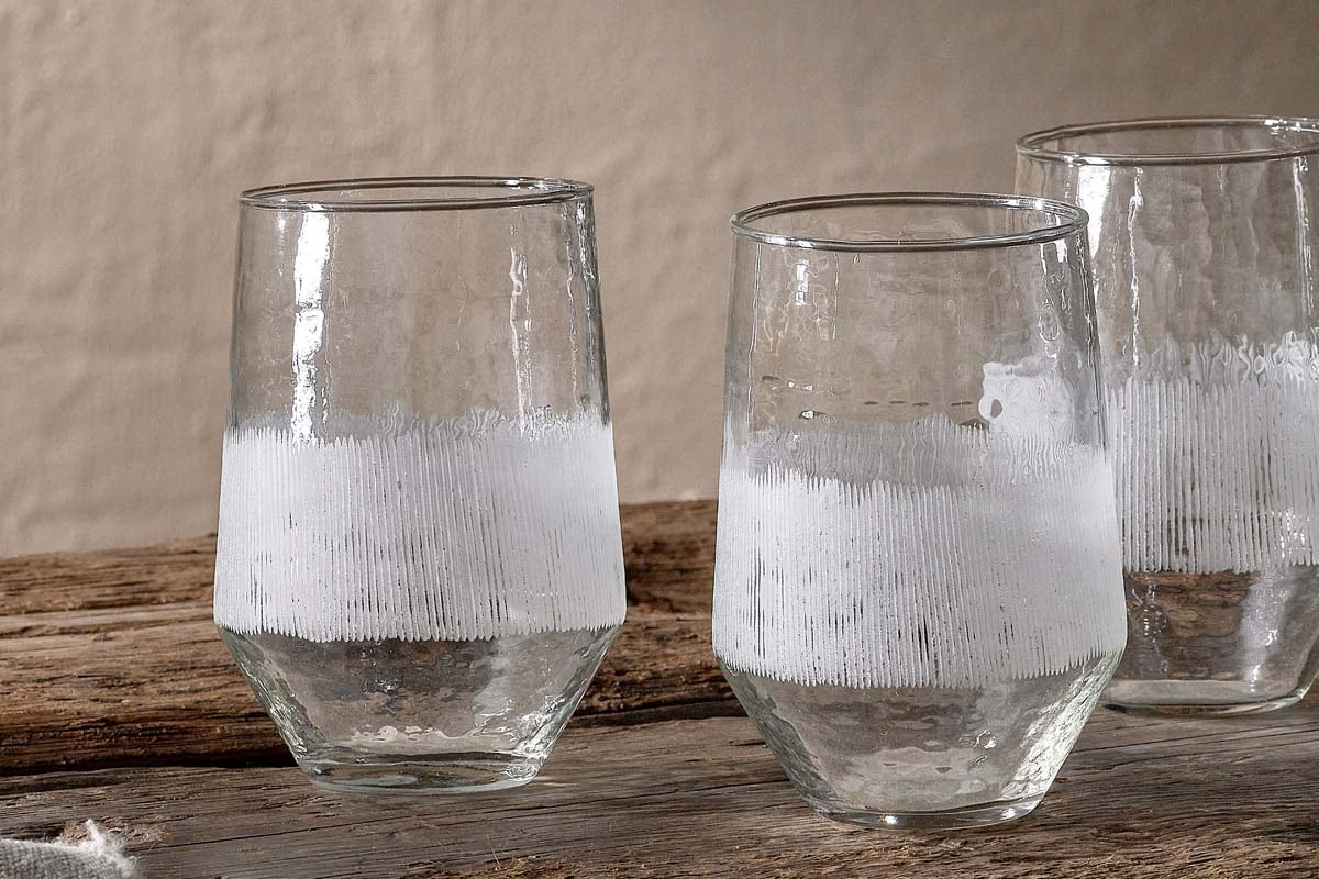 Nkuku - Anara Etched Tumbler - Clear - (Set of 4) - Large