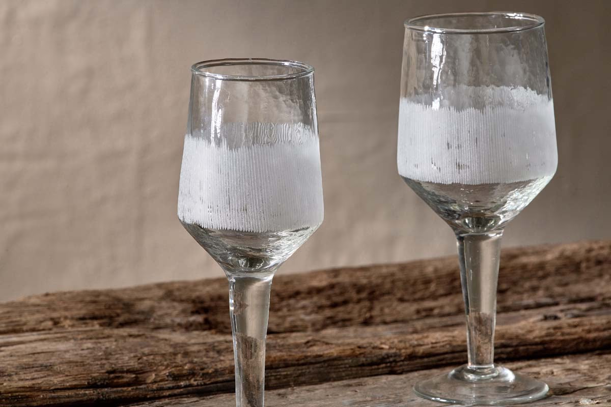 Nkuku - Anara Etched Wine Glass - Clear - (Set of 4) - Large