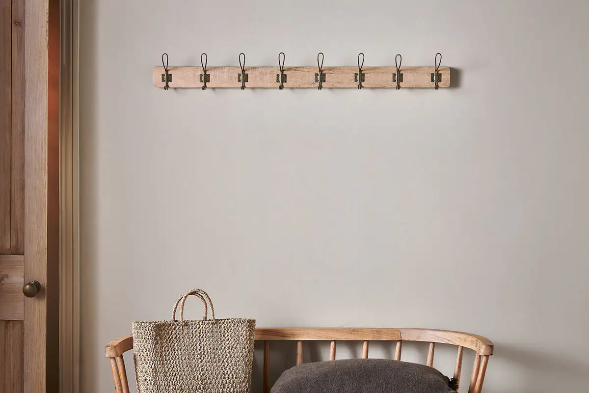 Nkuku - Ankita Mango Wood & Iron Hooks - Natural & Antique Brass - Large