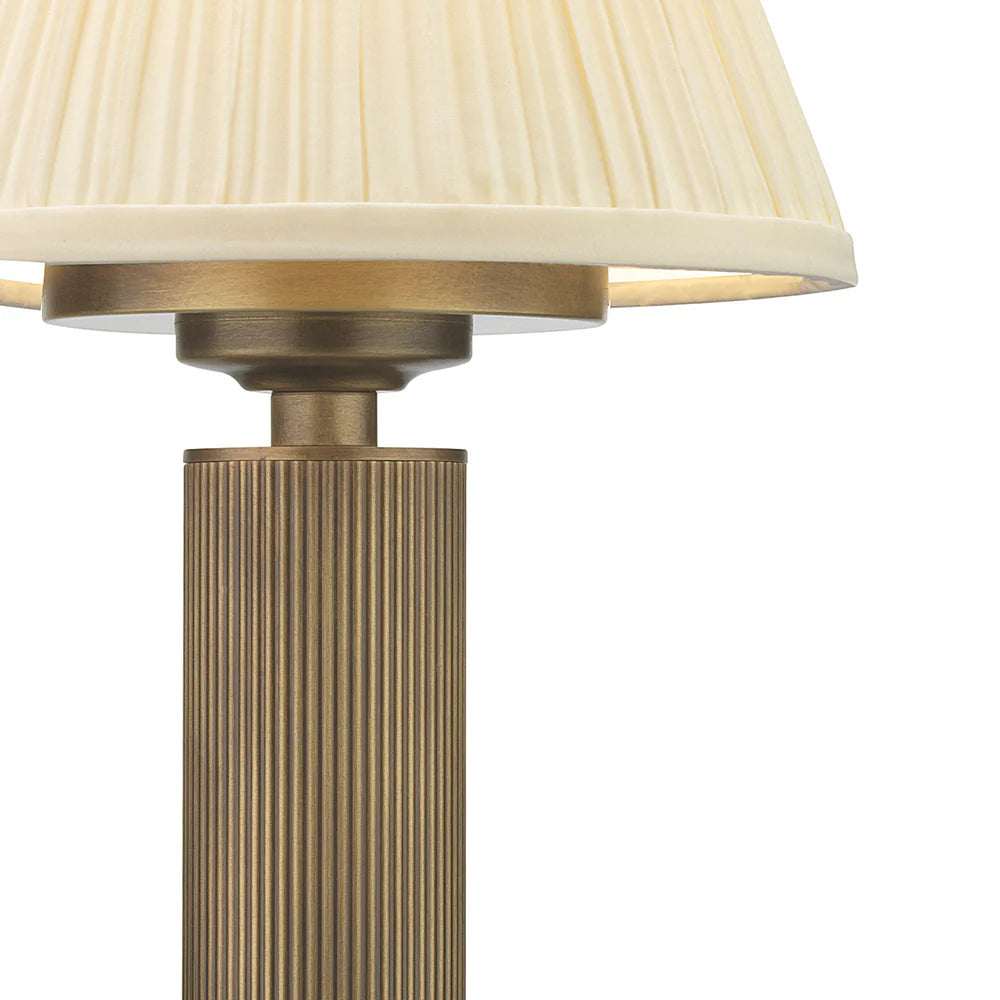 Northern Light - Barham Rechargeable Table Lamp - Old English Brass Light Finish - 7" Rolled Edge Empire Snowdrift Shade