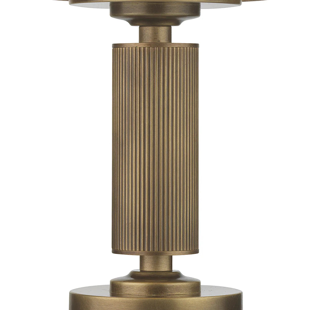 Northern Light - Barham Rechargeable Table Lamp - Old English Brass Light Finish - 7" Pleated Empire Ivory Cotton Shade