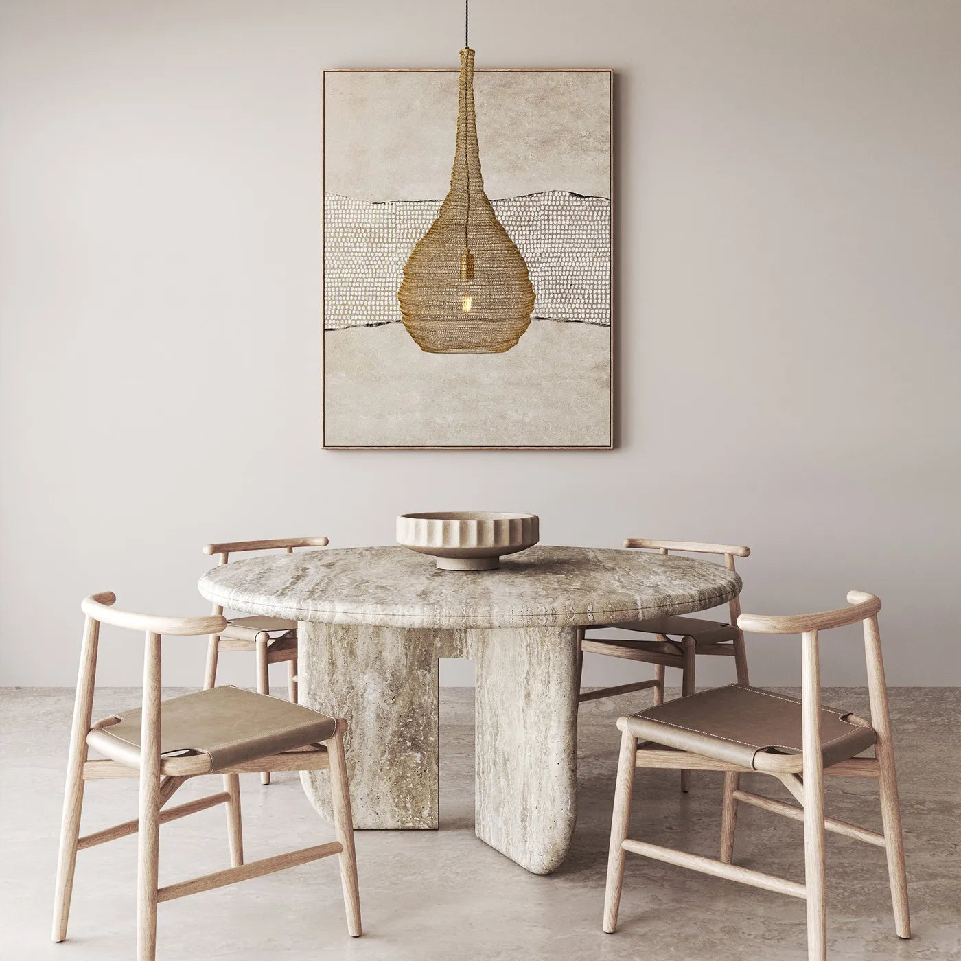 Industville Beehive Wire Cage Metal Mesh Pendant Light - Drop - Brass