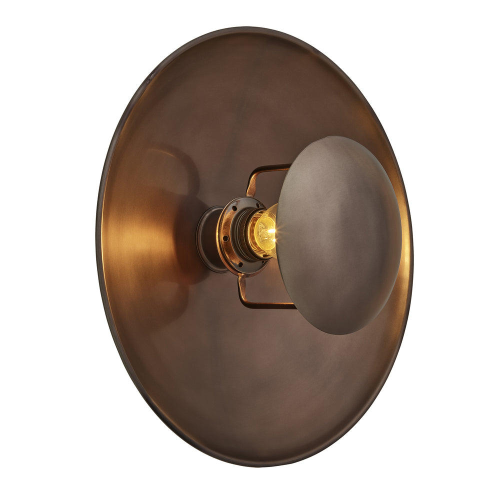Industville - Boston Round Metal Diffuser Wall Light - 13 Inch - Bronze