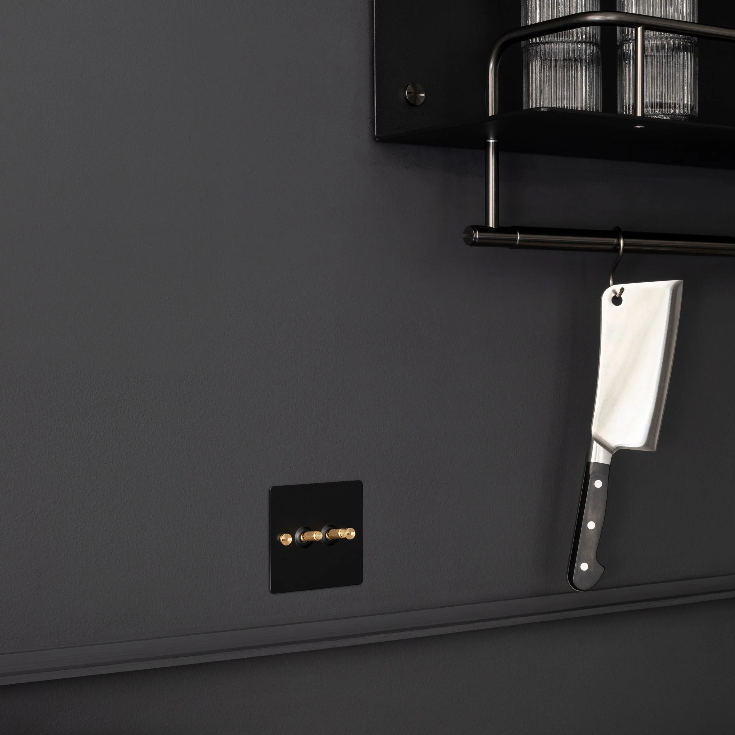 Buster & Punch 2G Toggle Switch - Black Plate - Brass Screws