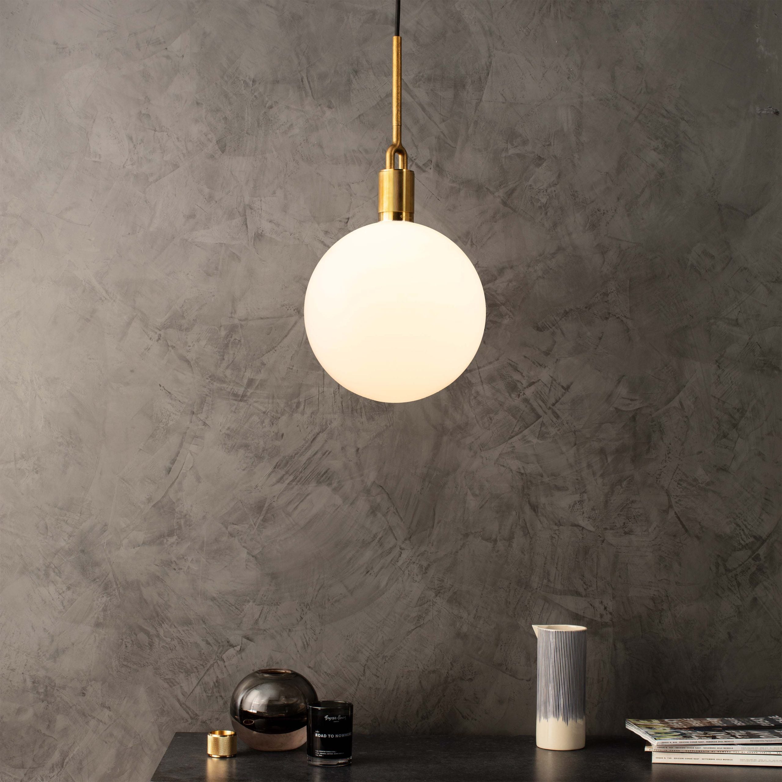 Buster & Punch Forked Pendant - Globe - Opal - Large - Brass