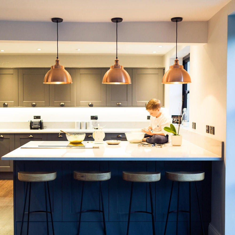 Industville - Brooklyn Dome Pendant Light - 13 Inch - Copper Shade - Copper Pendant Holder