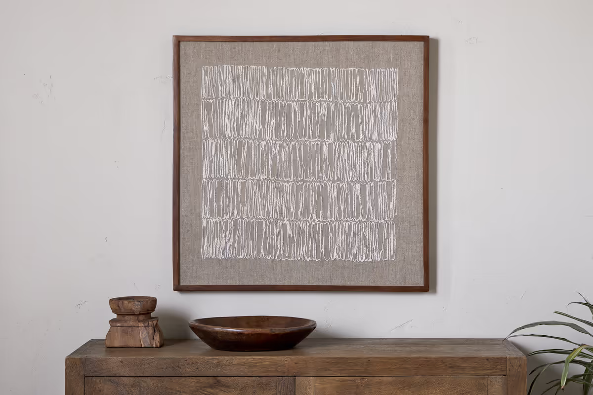 Nkuku - Birala Hand Stitched Wall Art - Natural