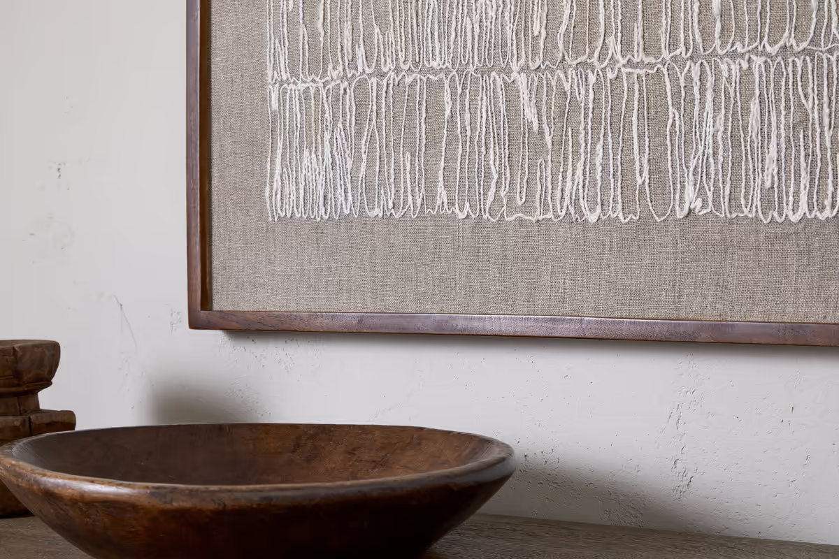 Nkuku - Birala Hand Stitched Wall Art - Natural