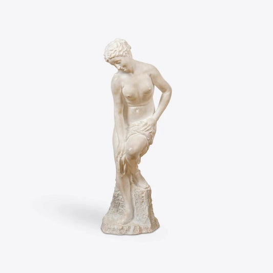 Pure White Lines Bathing Lady Statue
