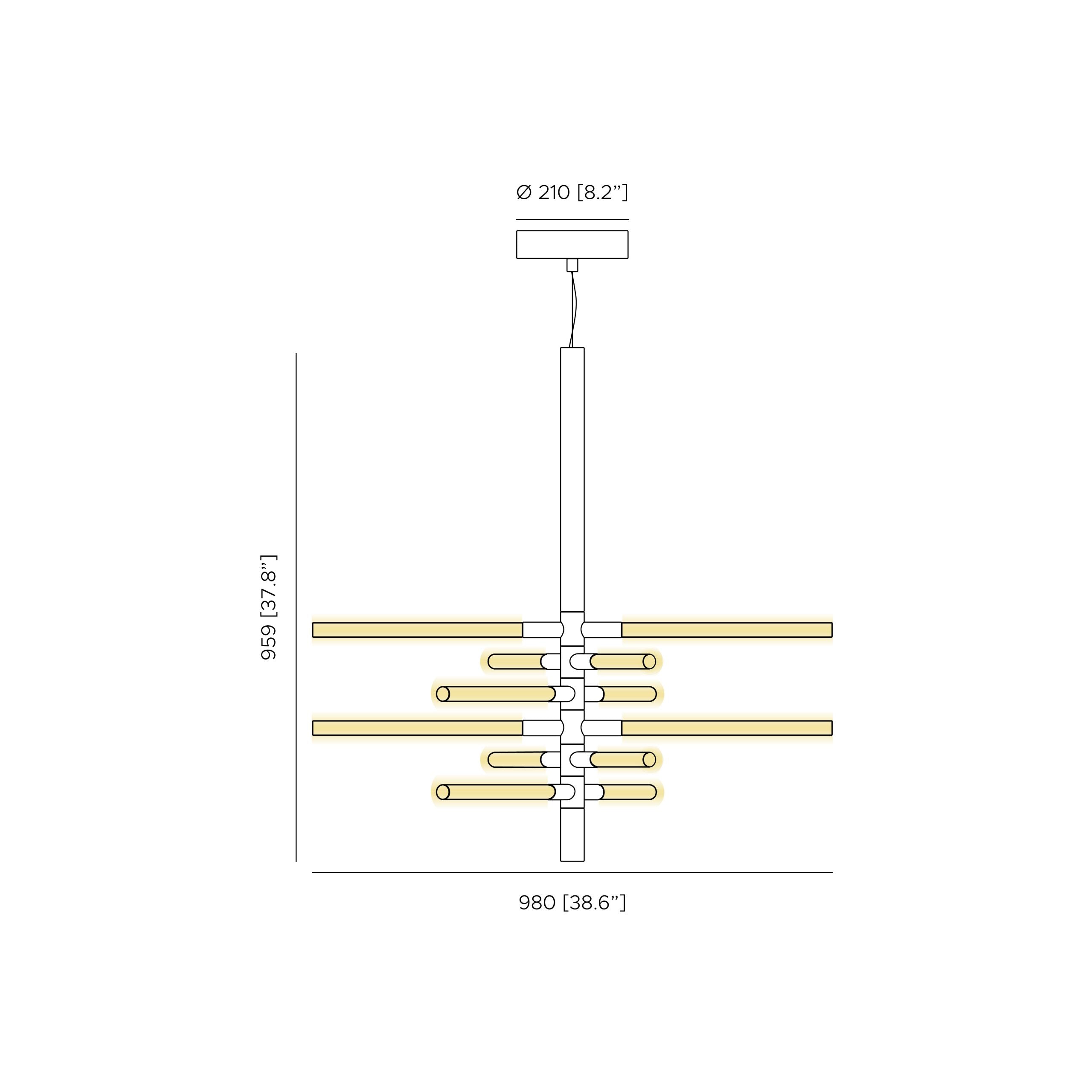 Contardi Lighting Bianca SO Double Suspension Lamp - Brass