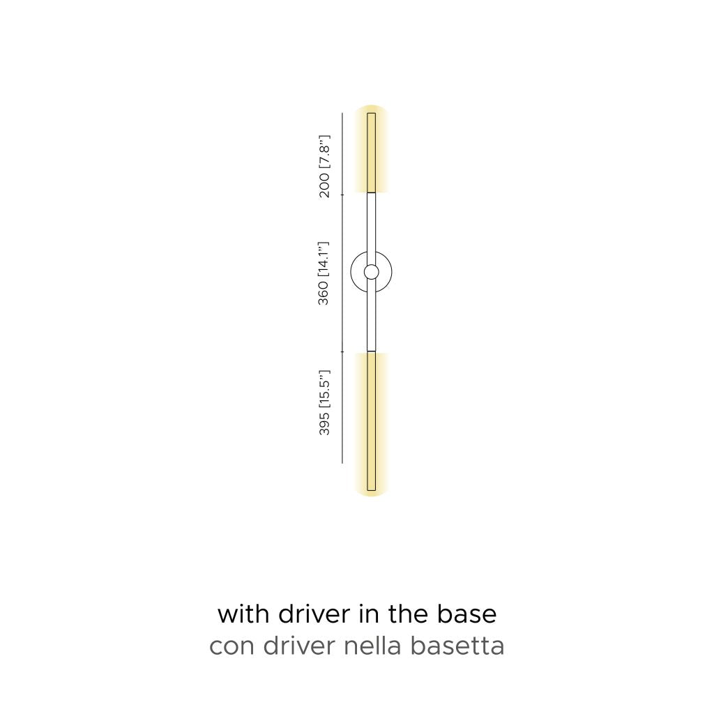 Contardi Lighting Bianca AP Linear Wall Lamp - With Base - Brass