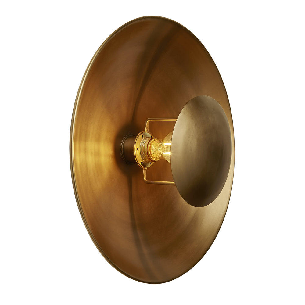 Industville - Boston Round Metal Diffuser Wall Light - 17 Inch - Brass