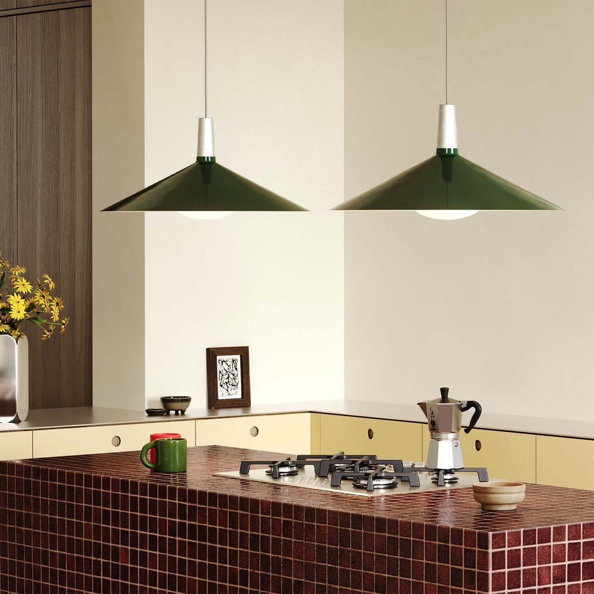 Tala Bower Pendant Light Large in Dark Green + Oval II